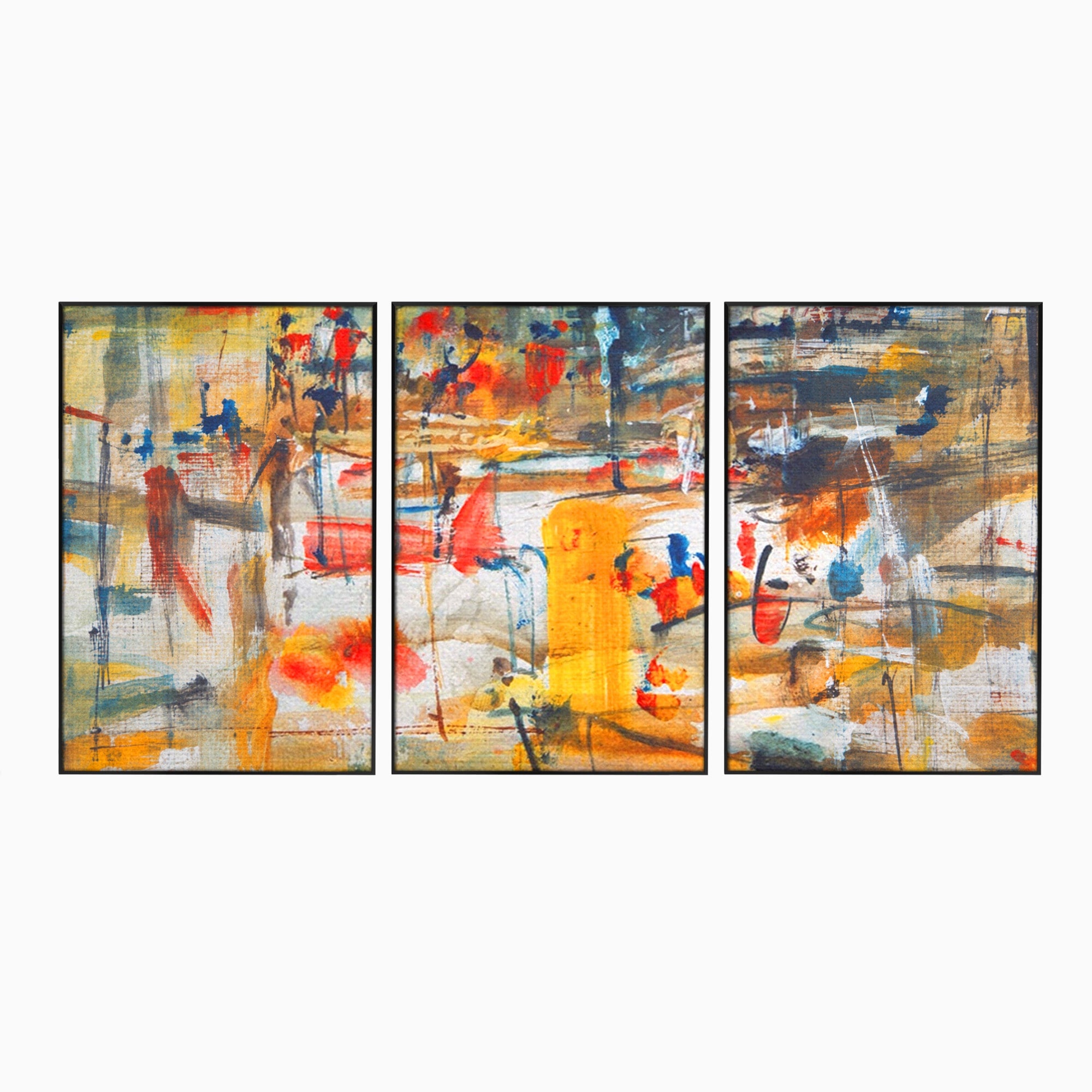 Set 3 Tablouri Canvas Premium LuxCanva® A3-1094, Dansul Culorilor, Arta Abstracta, Culoare, Pictura, Culori Vibrante