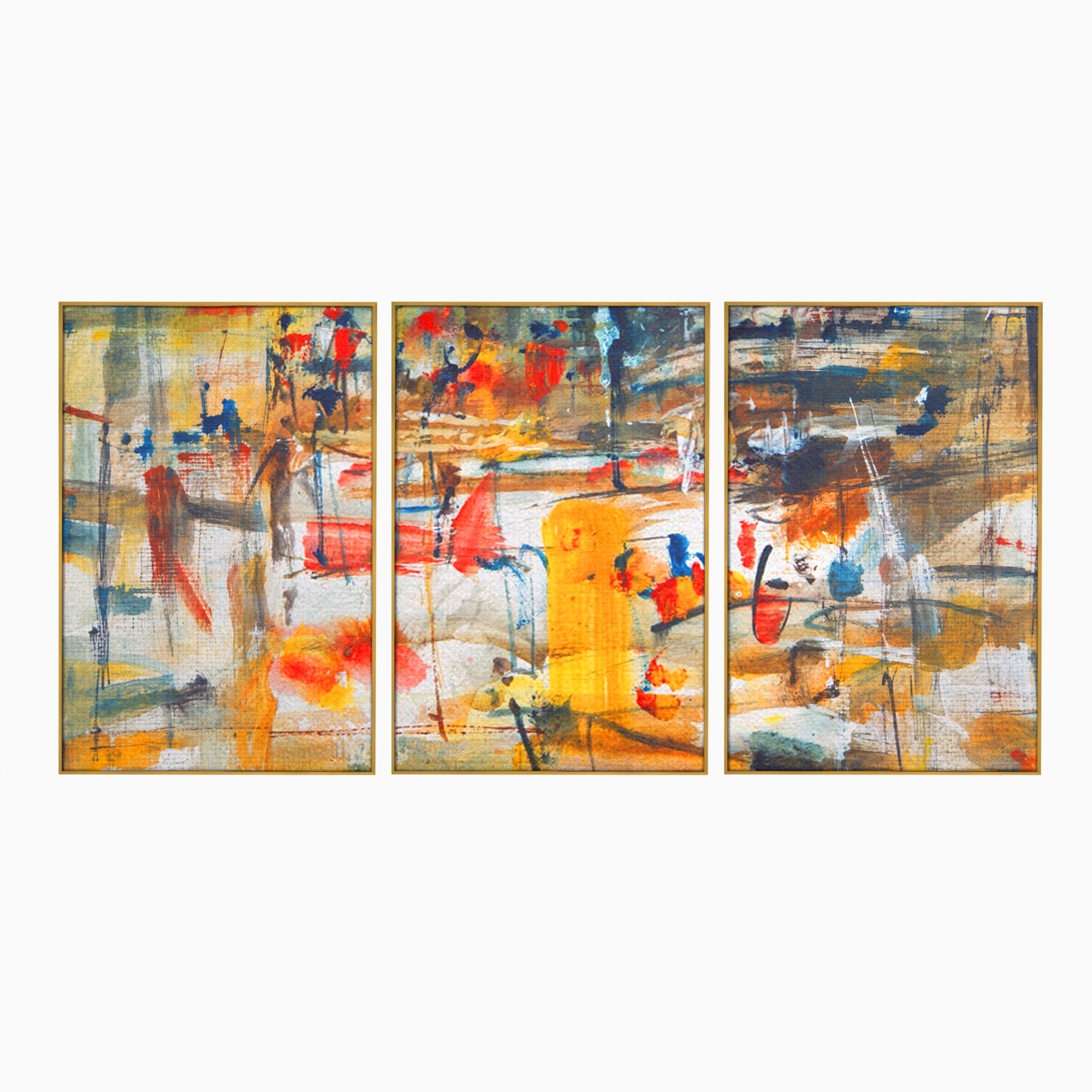 Set 3 Tablouri Canvas Premium LuxCanva® A3-1094, Dansul Culorilor, Arta Abstracta, Culoare, Pictura, Culori Vibrante