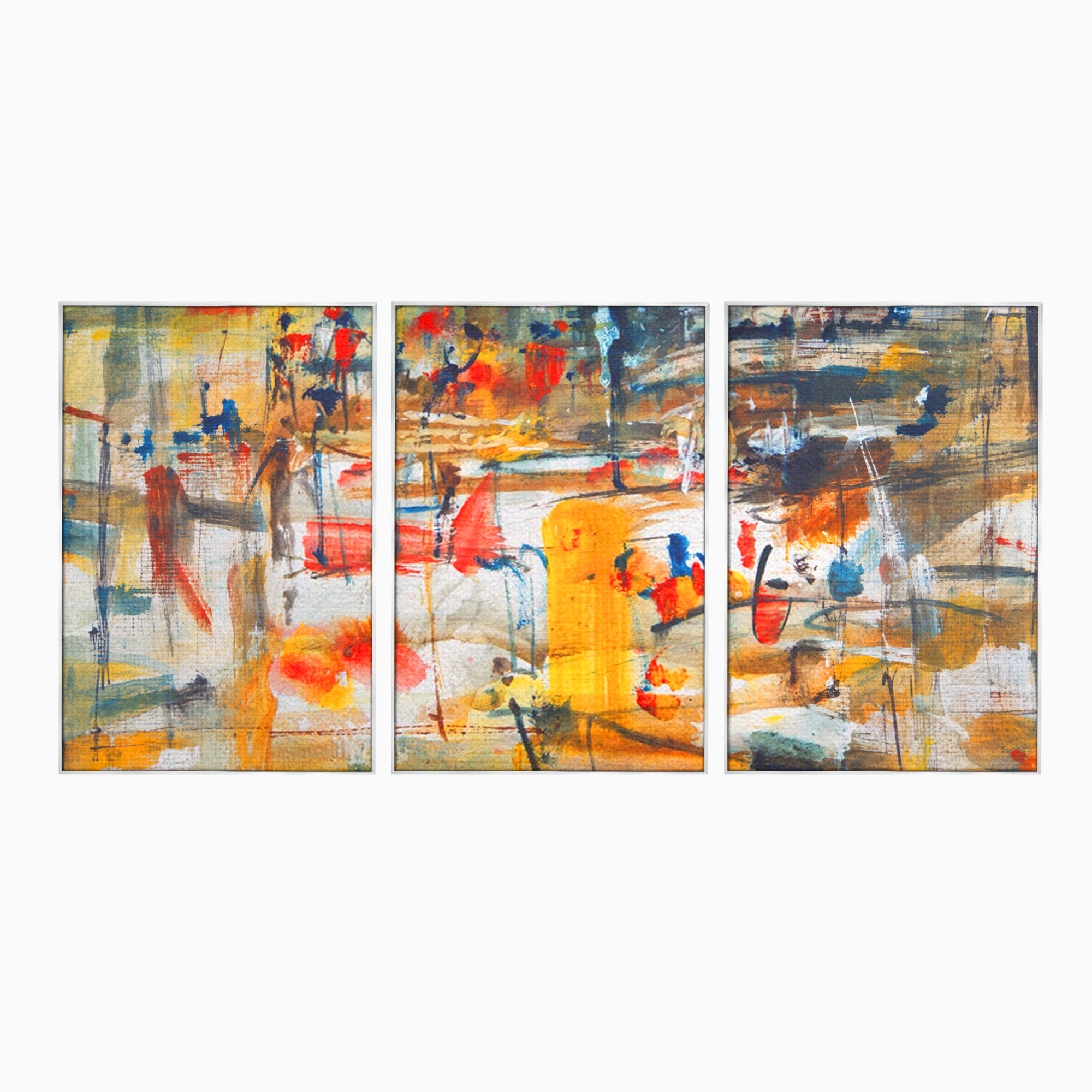 Set 3 Tablouri Canvas Premium LuxCanva® A3-1094, Dansul Culorilor, Arta Abstracta, Culoare, Pictura, Culori Vibrante