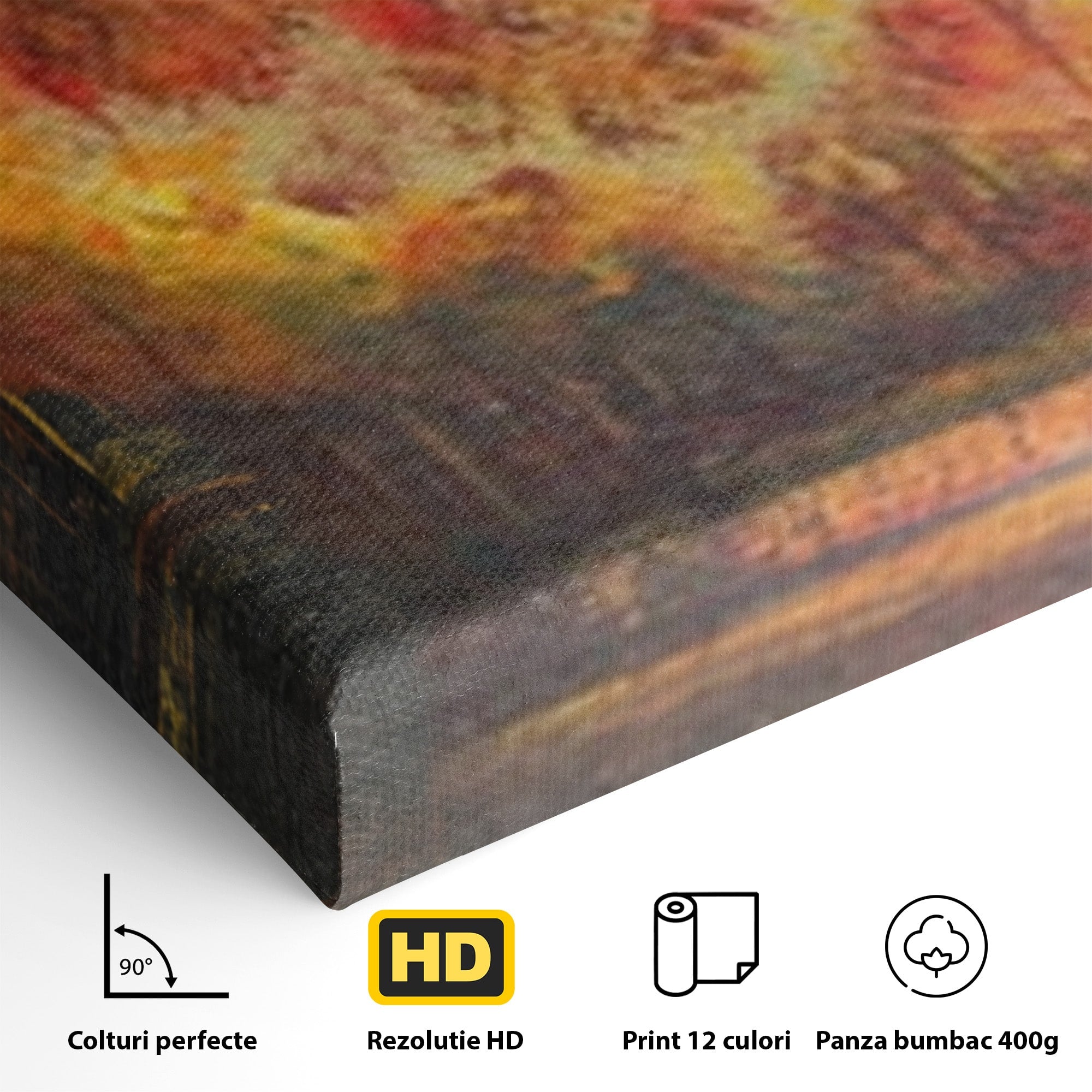 Set 3 Tablouri Canvas Premium LuxCanva® A3-1102, Apus De Toamna, Peisaj, Padure, Lac, Copaci, Culori Vibrante
