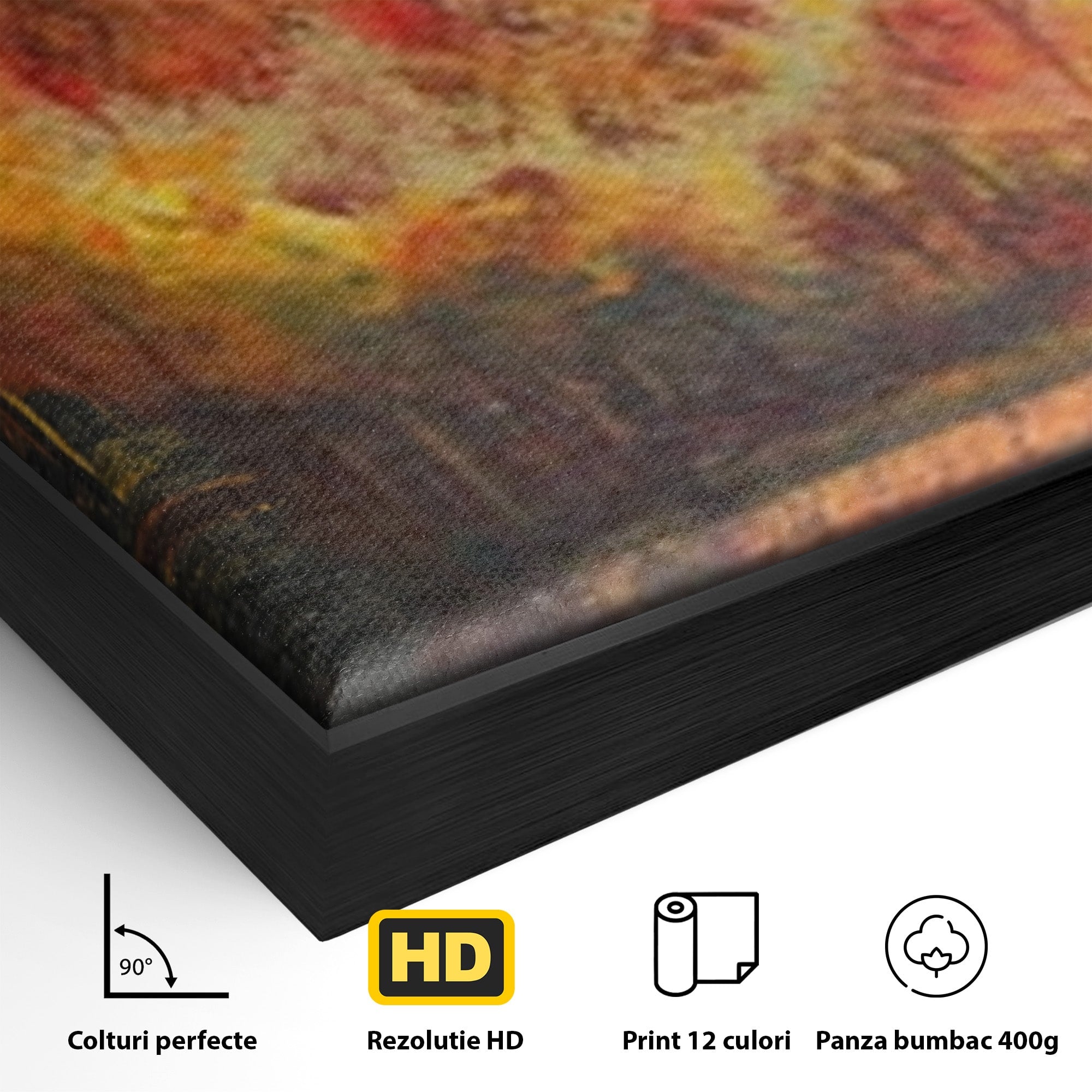 Set 3 Tablouri Canvas Premium LuxCanva® A3-1102, Apus De Toamna, Peisaj, Padure, Lac, Copaci, Culori Vibrante
