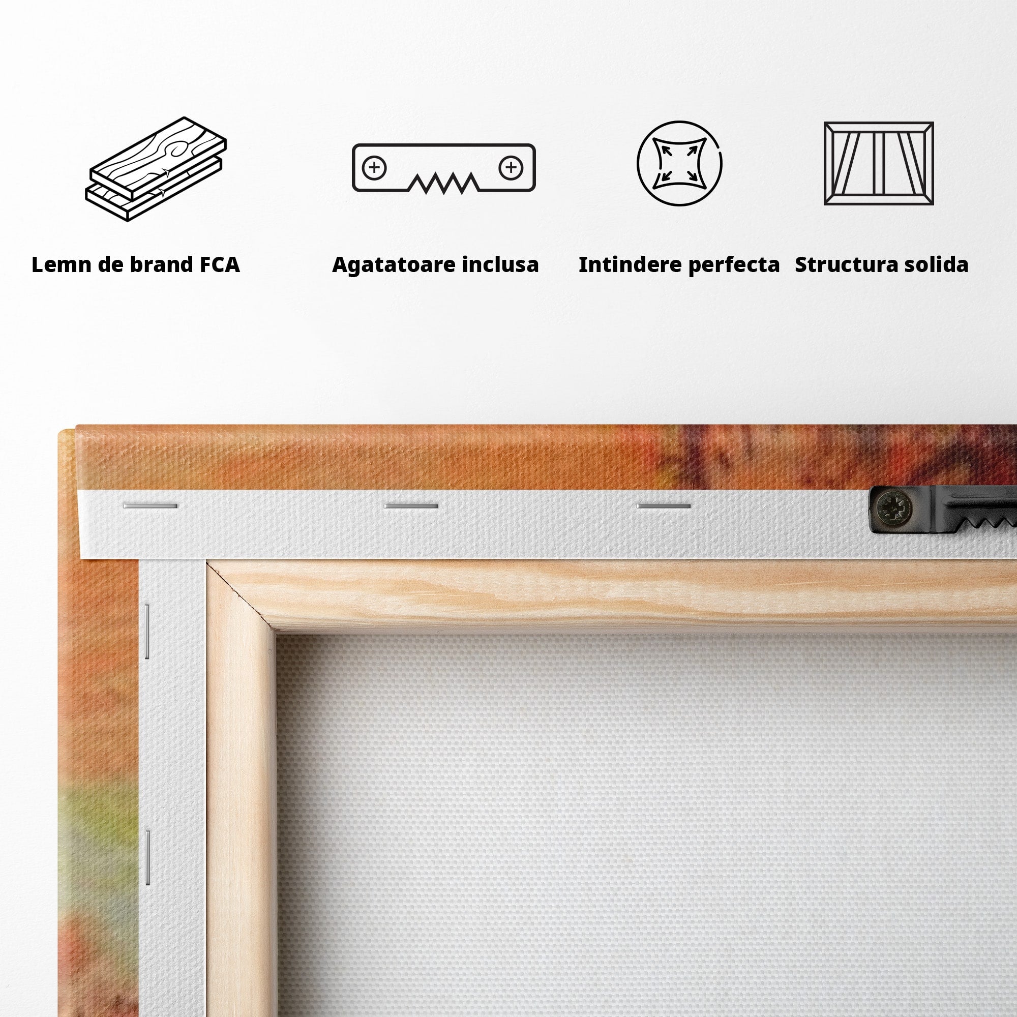 Set 3 Tablouri Canvas Premium LuxCanva® A3-1102, Apus De Toamna, Peisaj, Padure, Lac, Copaci, Culori Vibrante