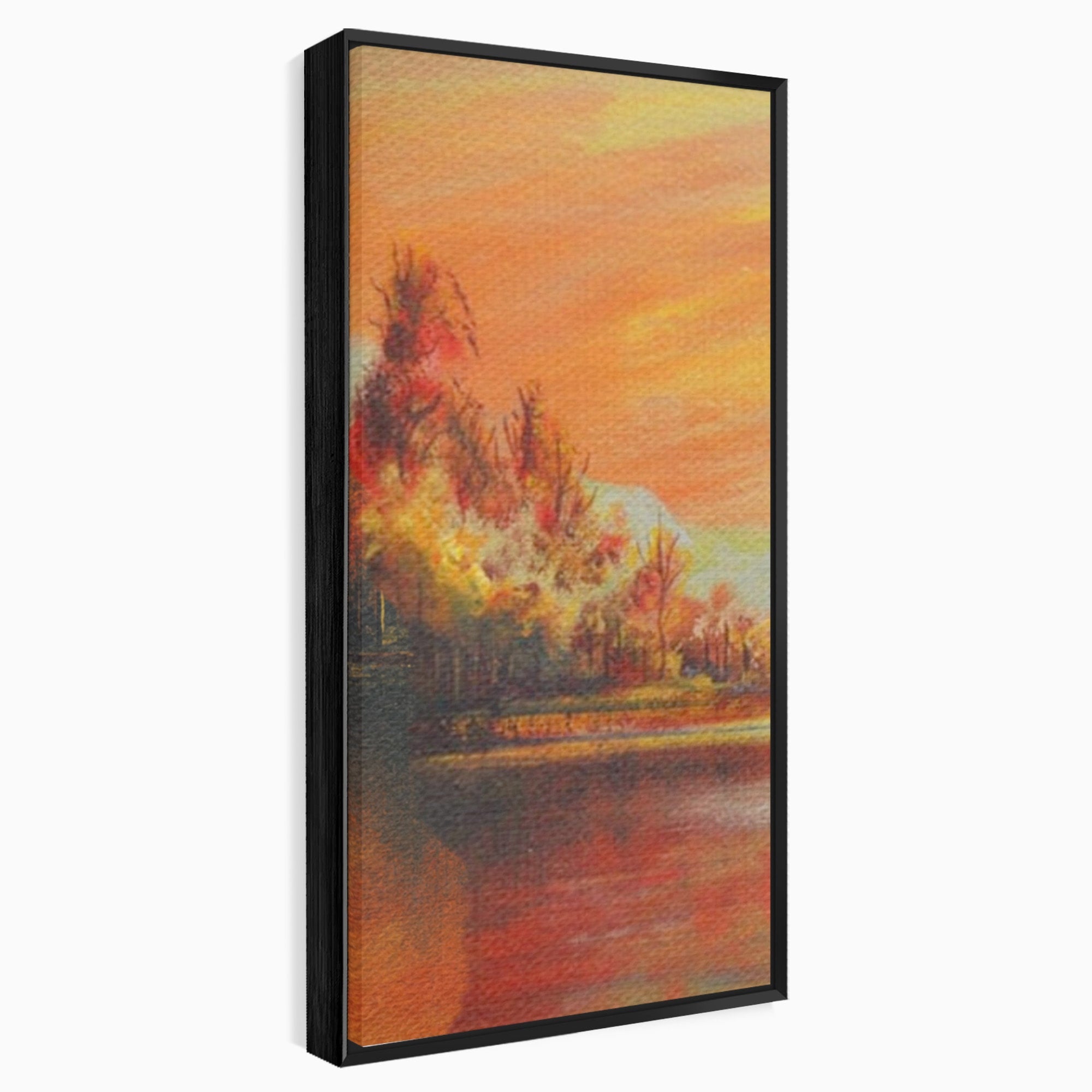 Set 3 Tablouri Canvas Premium LuxCanva® A3-1102, Apus De Toamna, Peisaj, Padure, Lac, Copaci, Culori Vibrante