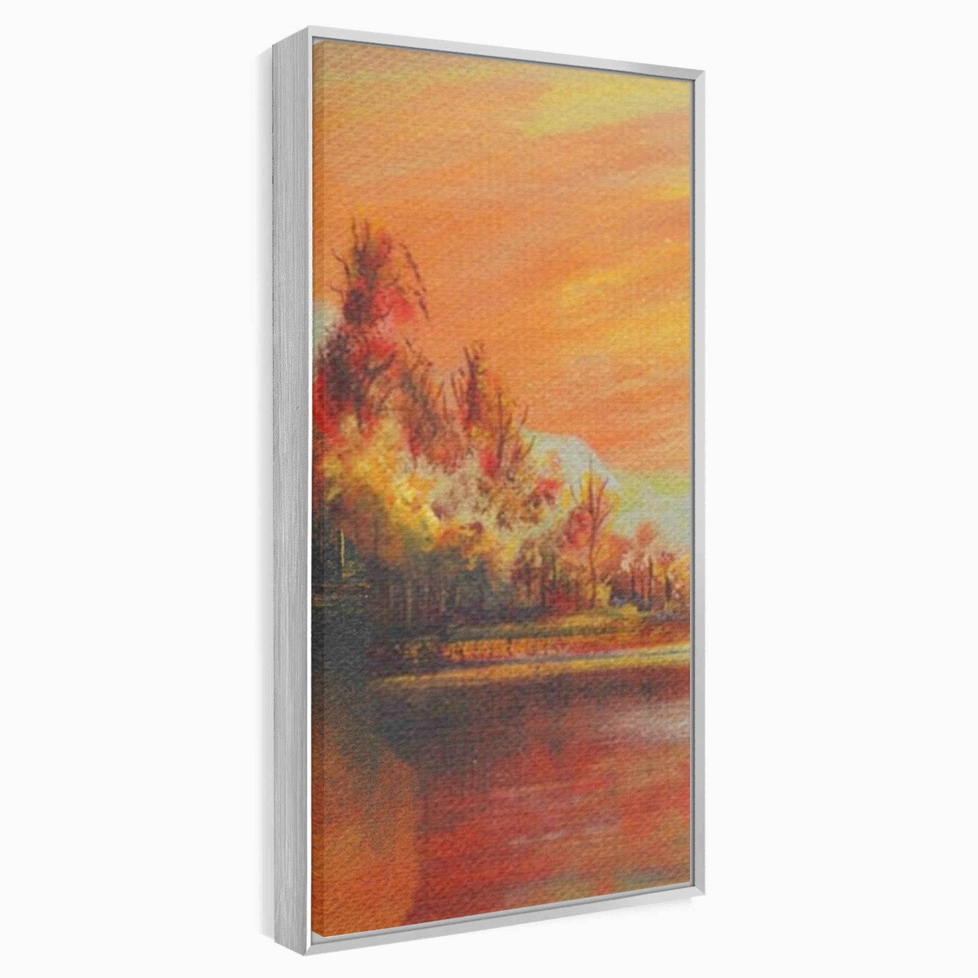 Set 3 Tablouri Canvas Premium LuxCanva® A3-1102, Apus De Toamna, Peisaj, Padure, Lac, Copaci, Culori Vibrante