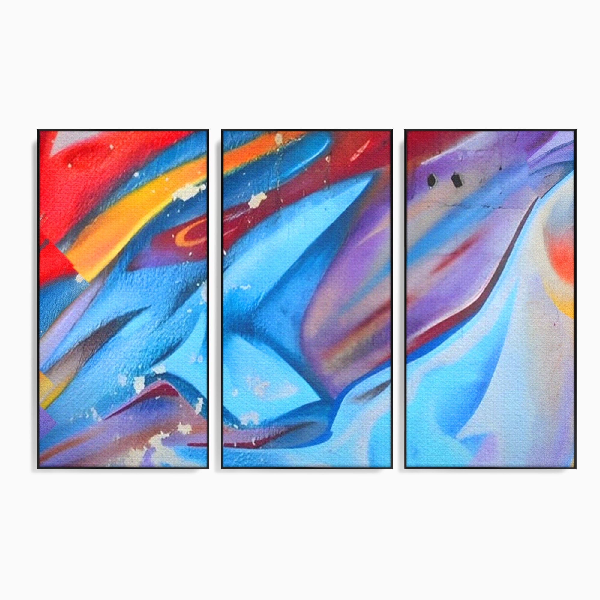 Set 3 Tablouri Canvas Premium LuxCanva® A3-1174, Colorful Graffiti, Graffiti, Multicolor, Birou, Culori Vibrante