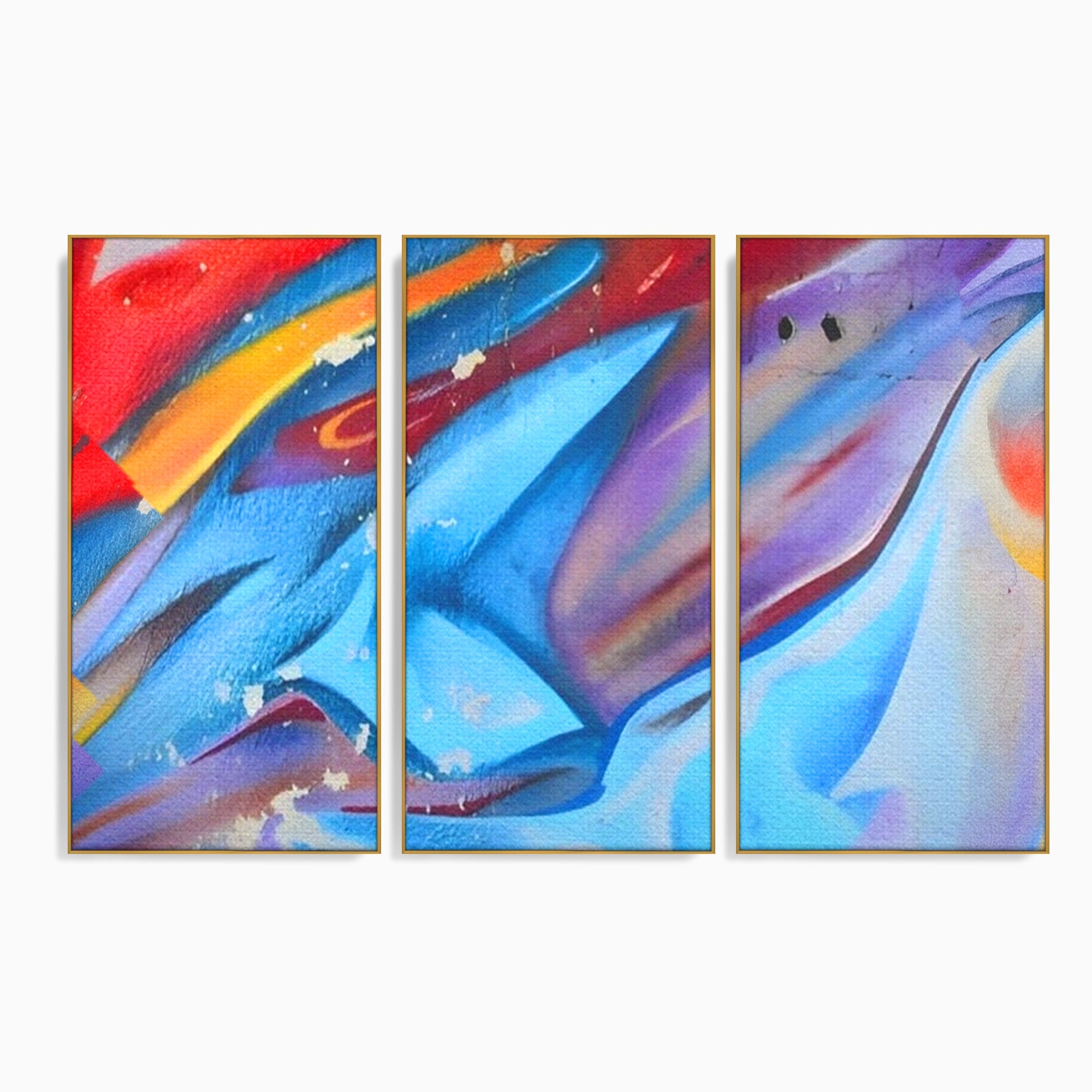 Set 3 Tablouri Canvas Premium LuxCanva® A3-1174, Colorful Graffiti, Graffiti, Multicolor, Birou, Culori Vibrante