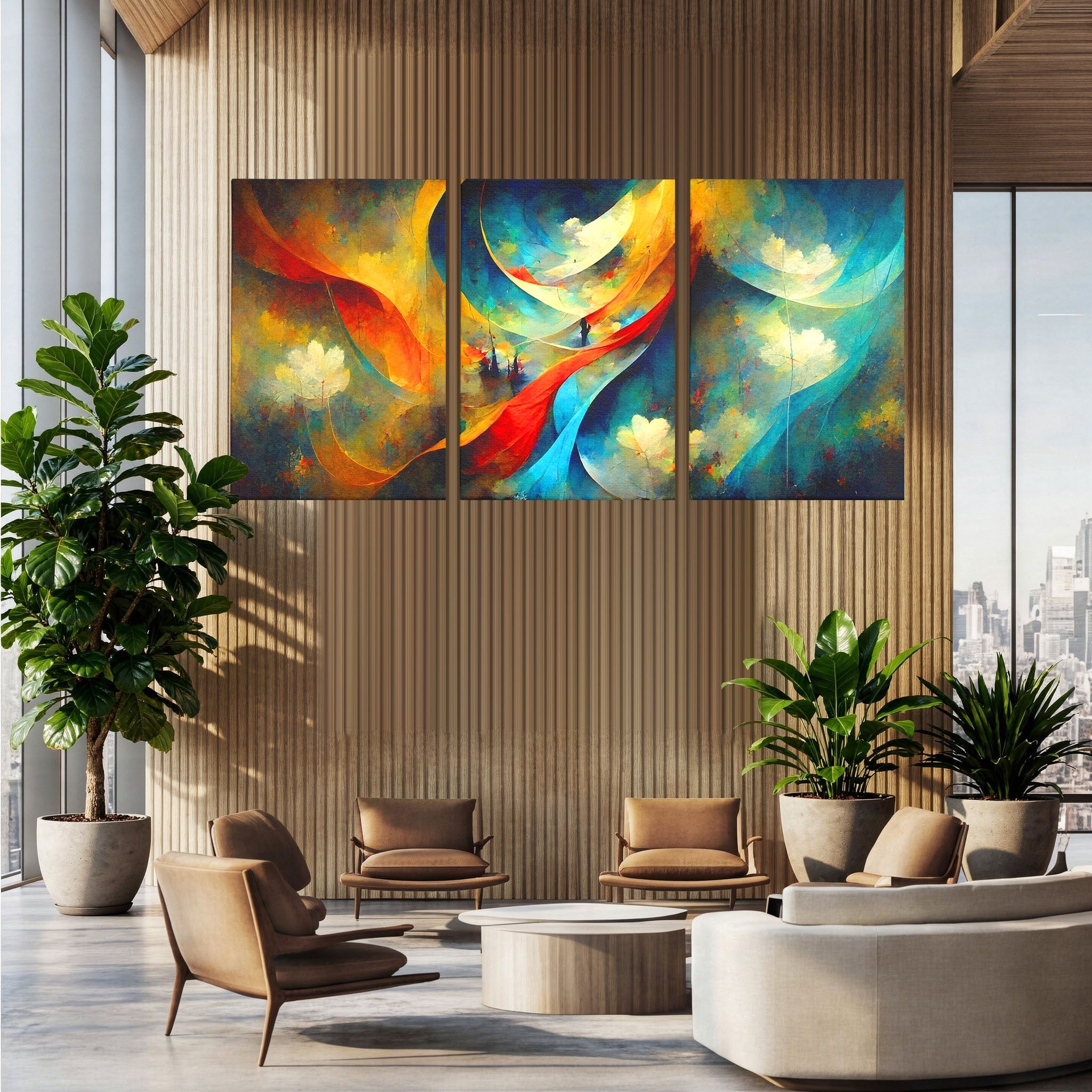 Set 3 Tablouri Canvas Premium LuxCanva® A3-1307, Sweet Dream, Living, Vise, Somn, Abstract, Dormitor, Culori Vibrante