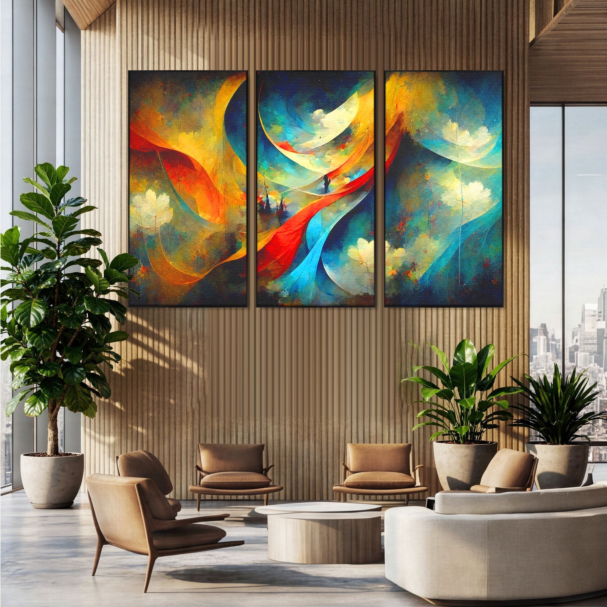 Set 3 Tablouri Canvas Premium LuxCanva® A3-1307, Sweet Dream, Living, Vise, Somn, Abstract, Dormitor, Culori Vibrante