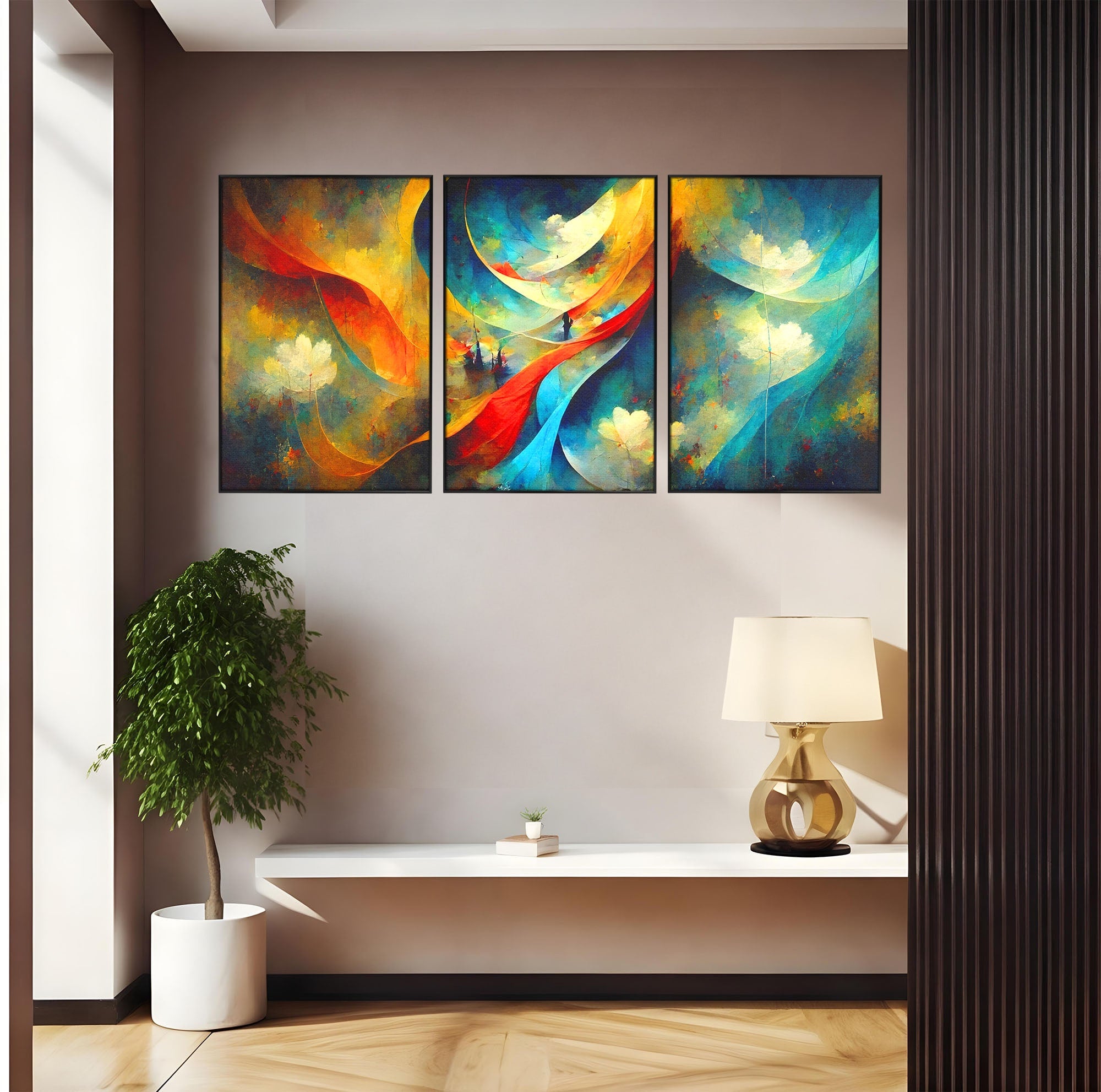Set 3 Tablouri Canvas Premium LuxCanva® A3-1307, Sweet Dream, Living, Vise, Somn, Abstract, Dormitor, Culori Vibrante