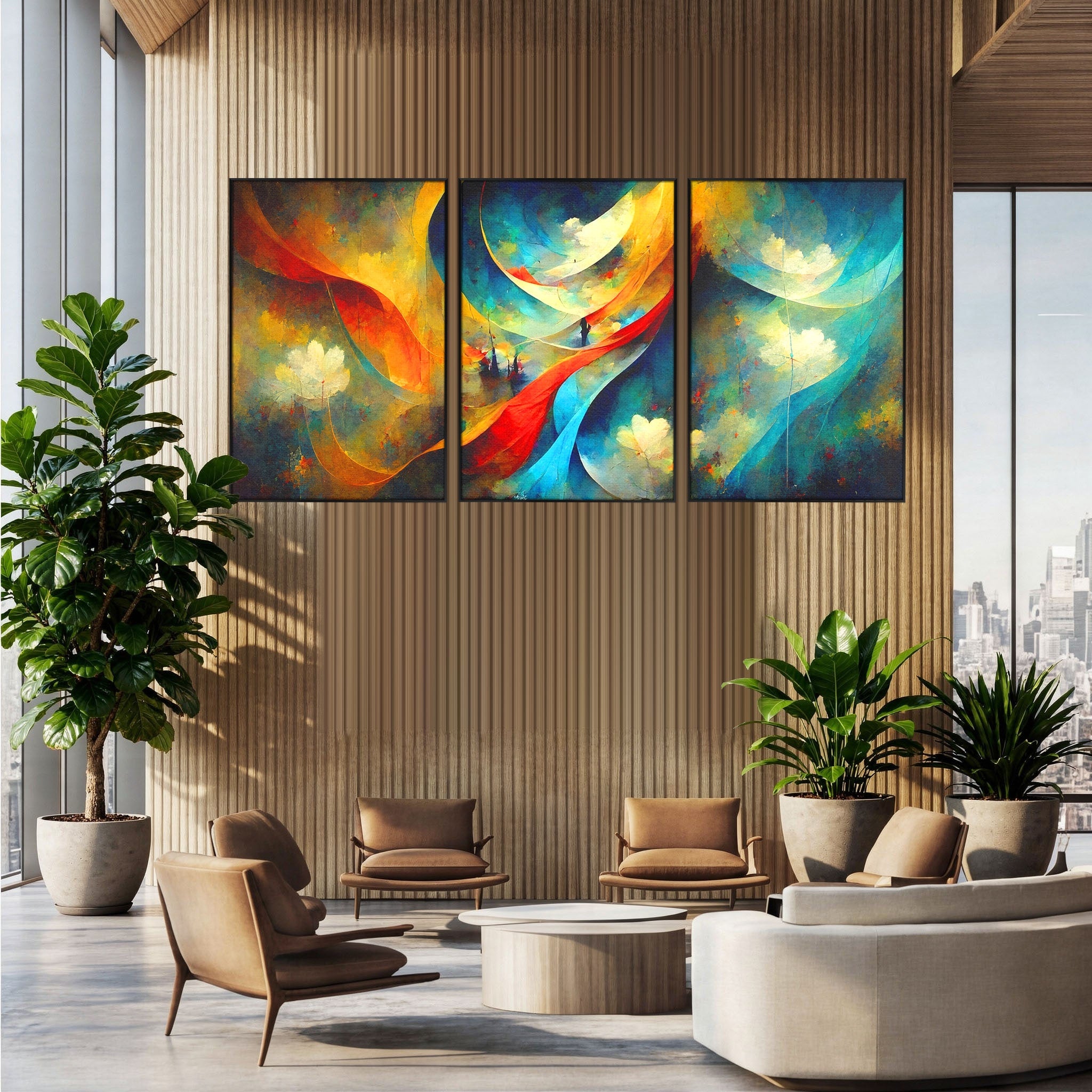Set 3 Tablouri Canvas Premium LuxCanva® A3-1307, Sweet Dream, Living, Vise, Somn, Abstract, Dormitor, Culori Vibrante