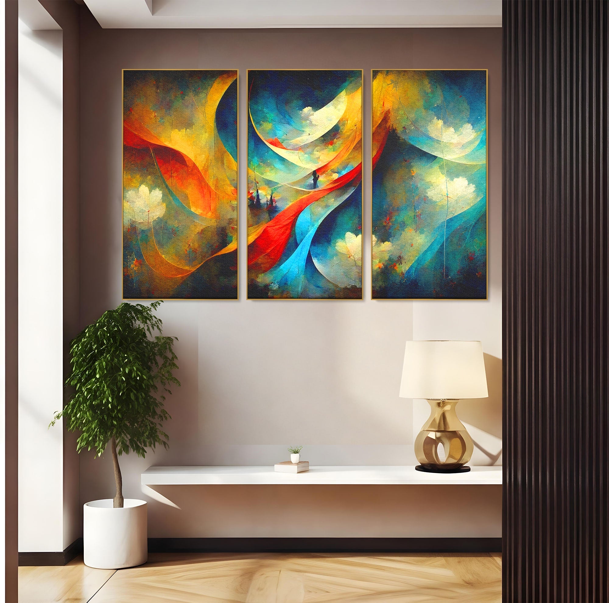 Set 3 Tablouri Canvas Premium LuxCanva® A3-1307, Sweet Dream, Living, Vise, Somn, Abstract, Dormitor, Culori Vibrante