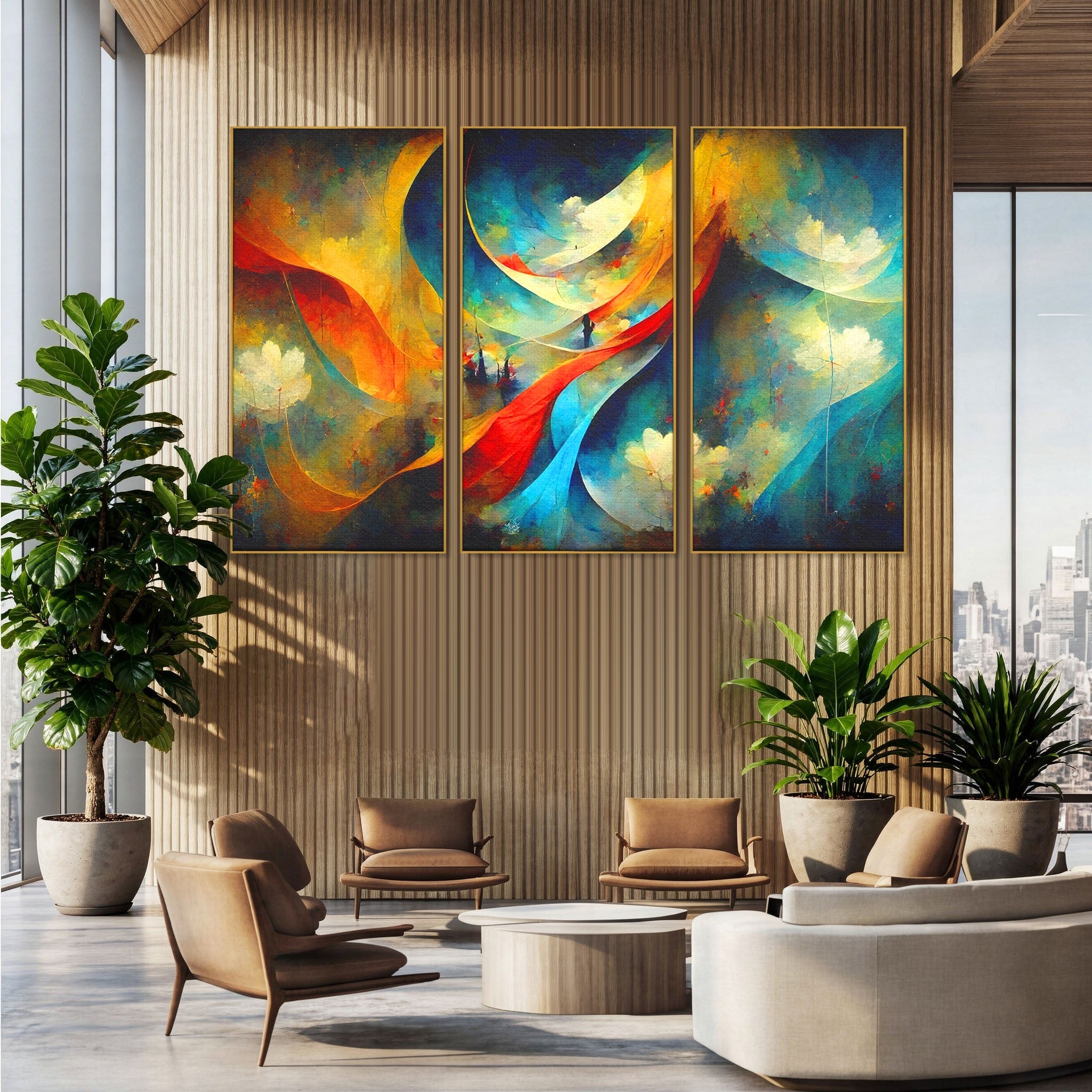 Set 3 Tablouri Canvas Premium LuxCanva® A3-1307, Sweet Dream, Living, Vise, Somn, Abstract, Dormitor, Culori Vibrante