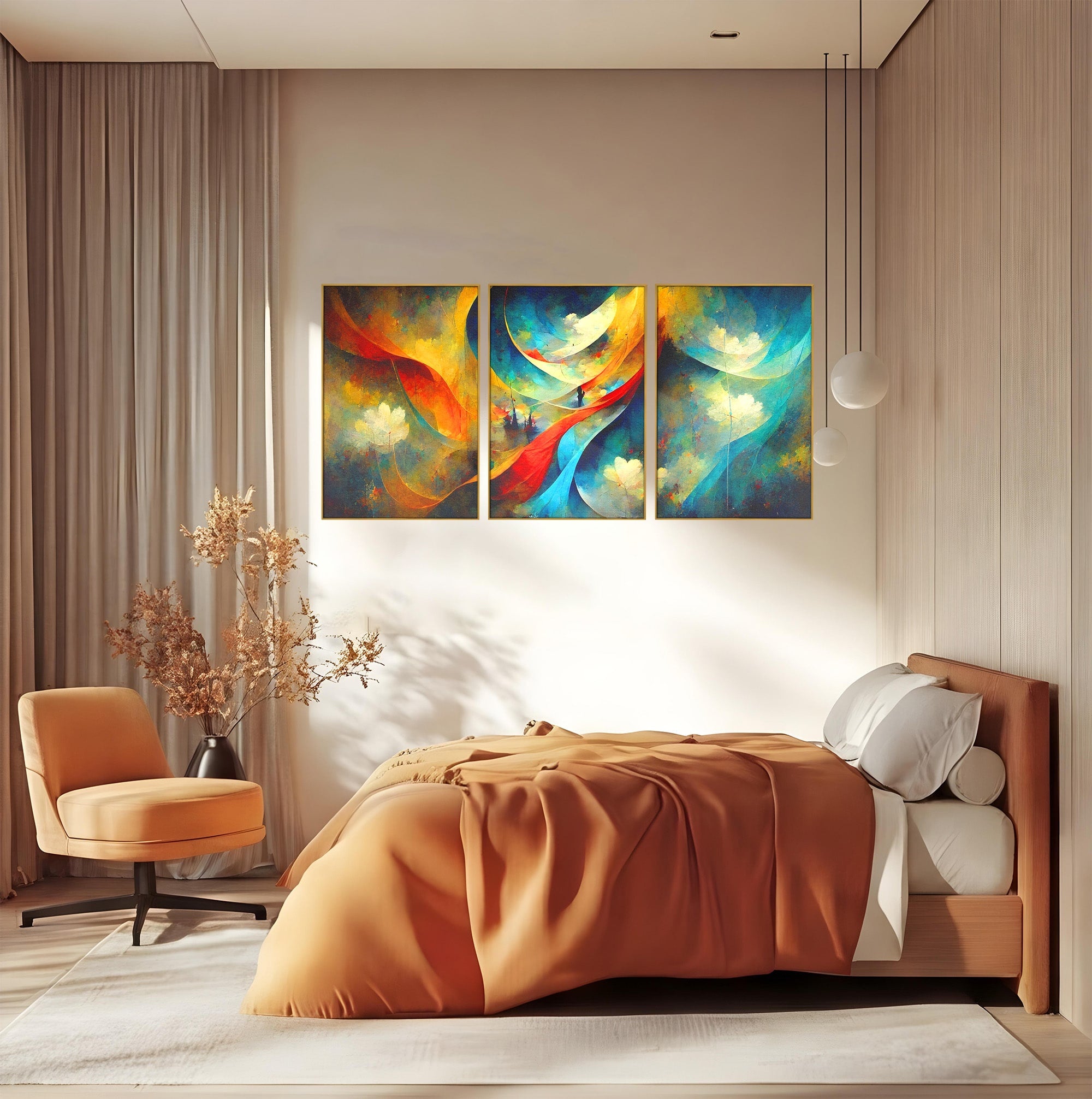 Set 3 Tablouri Canvas Premium LuxCanva® A3-1307, Sweet Dream, Living, Vise, Somn, Abstract, Dormitor, Culori Vibrante