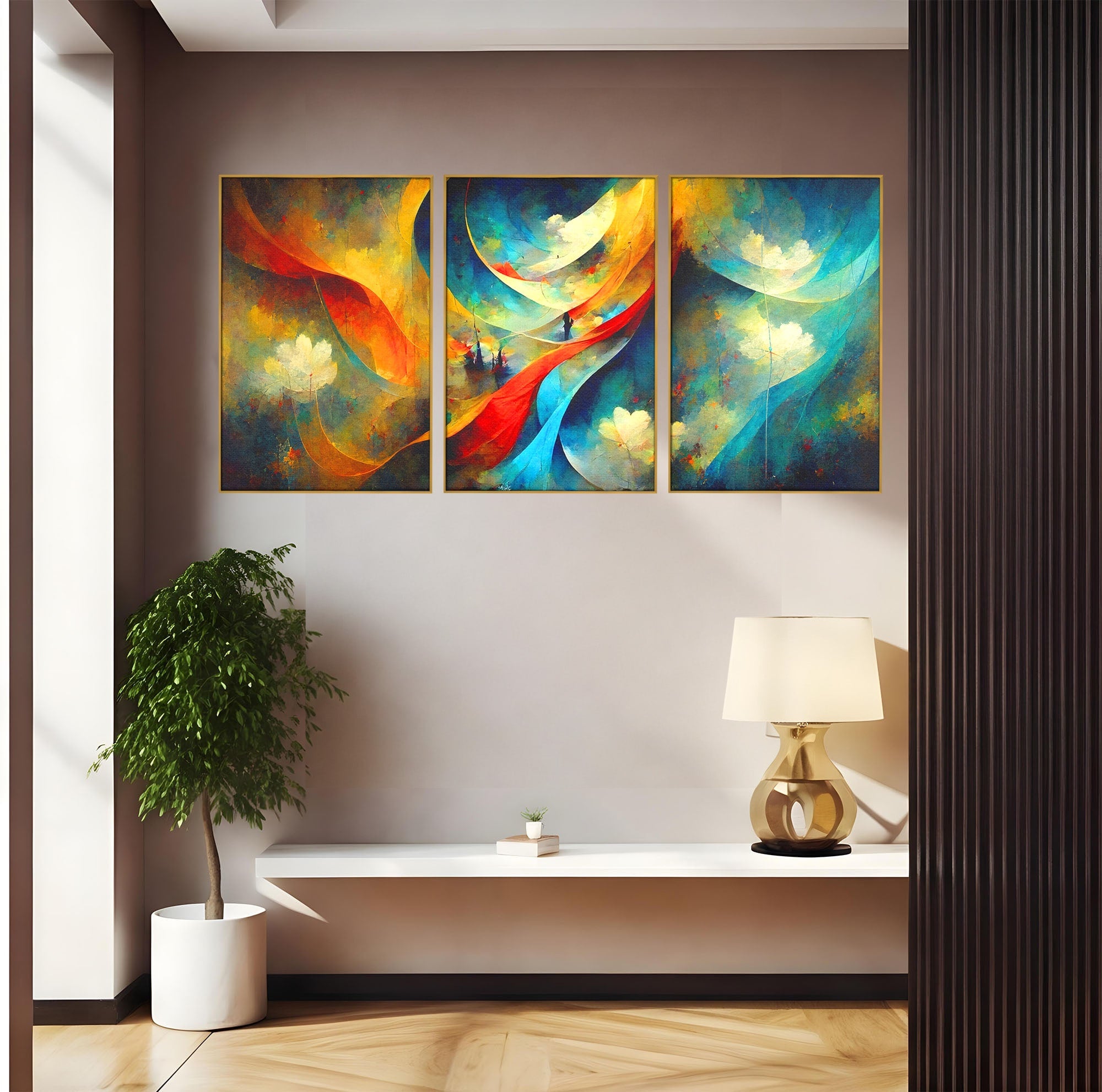 Set 3 Tablouri Canvas Premium LuxCanva® A3-1307, Sweet Dream, Living, Vise, Somn, Abstract, Dormitor, Culori Vibrante
