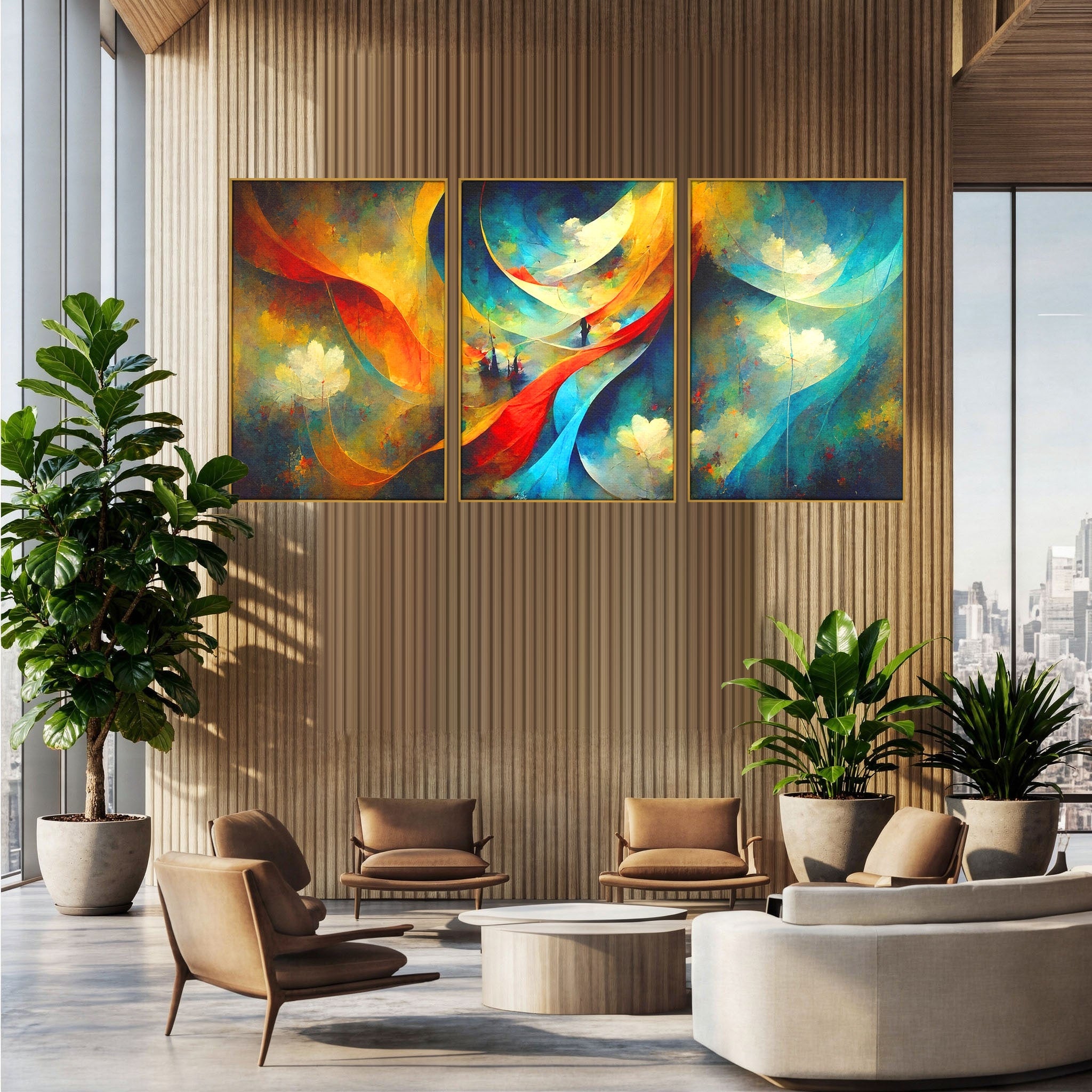 Set 3 Tablouri Canvas Premium LuxCanva® A3-1307, Sweet Dream, Living, Vise, Somn, Abstract, Dormitor, Culori Vibrante