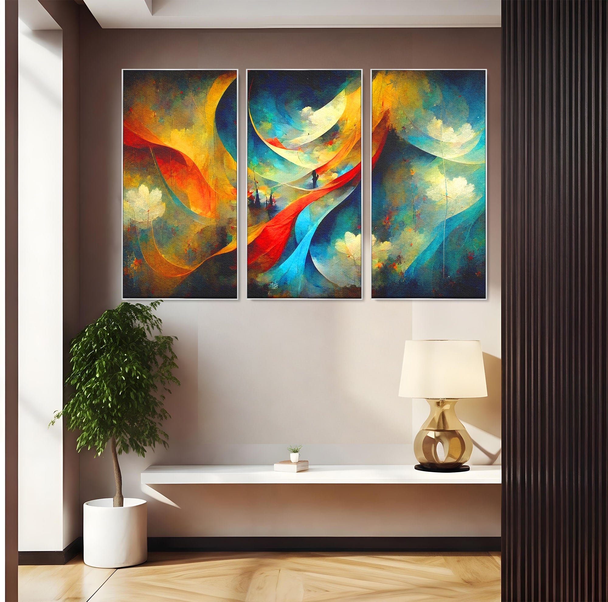 Set 3 Tablouri Canvas Premium LuxCanva® A3-1307, Sweet Dream, Living, Vise, Somn, Abstract, Dormitor, Culori Vibrante