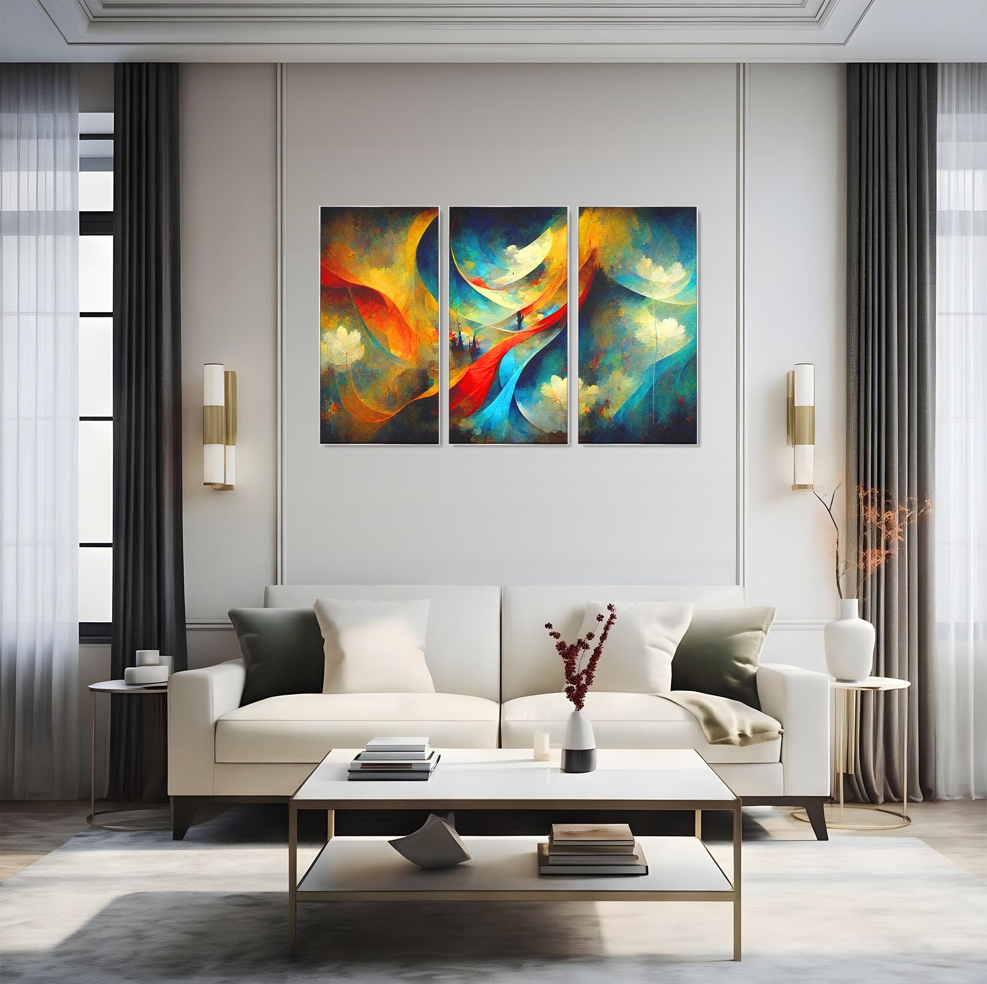 Set 3 Tablouri Canvas Premium LuxCanva® A3-1307, Sweet Dream, Living, Vise, Somn, Abstract, Dormitor, Culori Vibrante