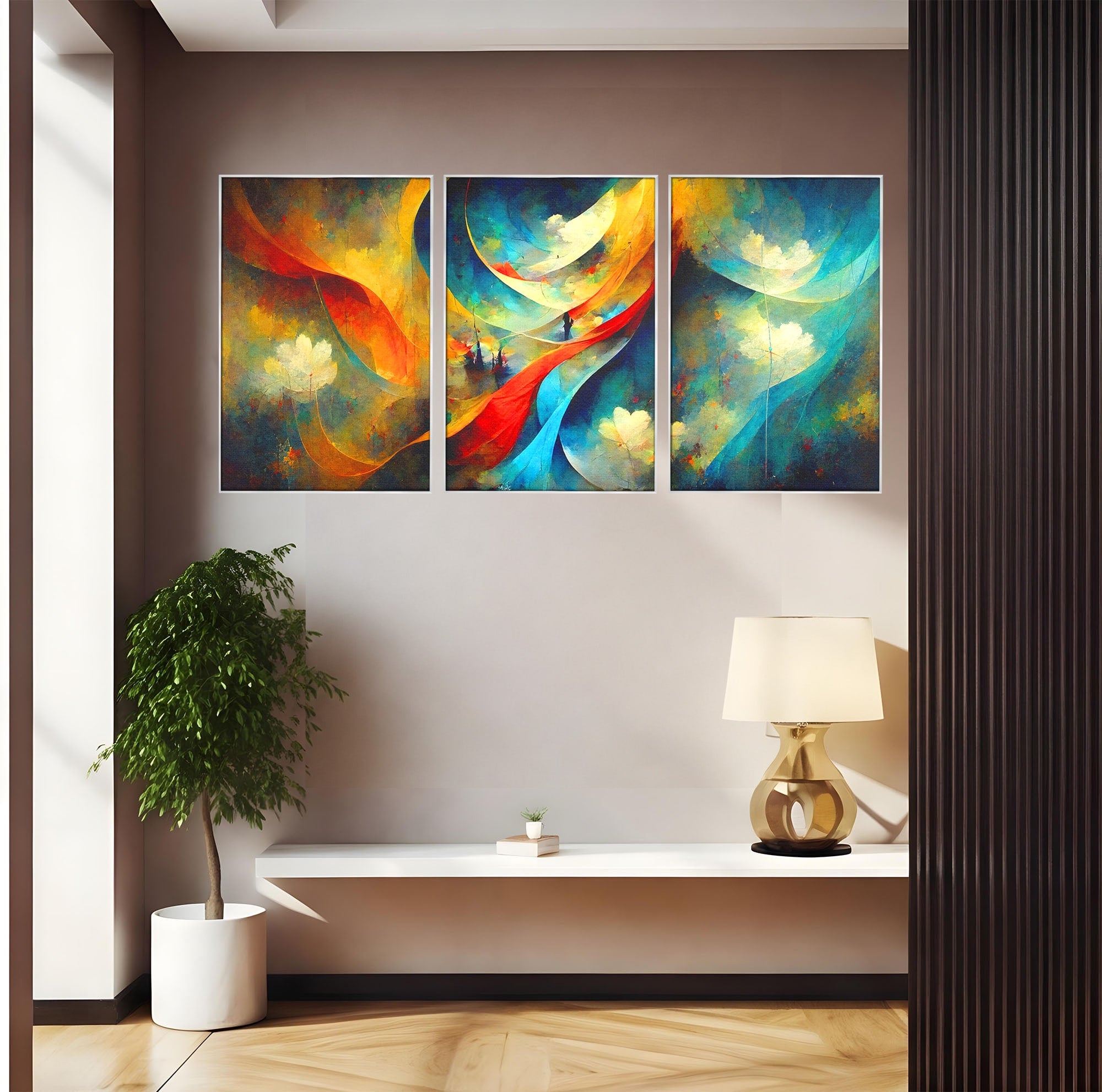 Set 3 Tablouri Canvas Premium LuxCanva® A3-1307, Sweet Dream, Living, Vise, Somn, Abstract, Dormitor, Culori Vibrante
