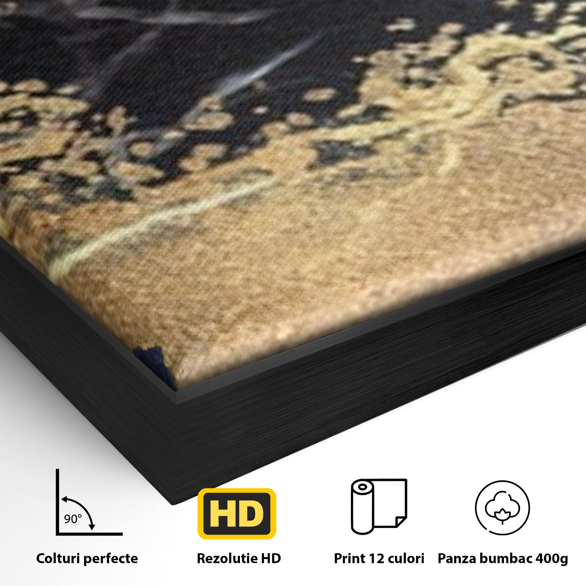 Set 3 Tablouri Canvas Premium LuxCanva® A3-1327, Black Marble, Living, Marmura, Abstract, Auriu, Dormitor, Culori Vibrante