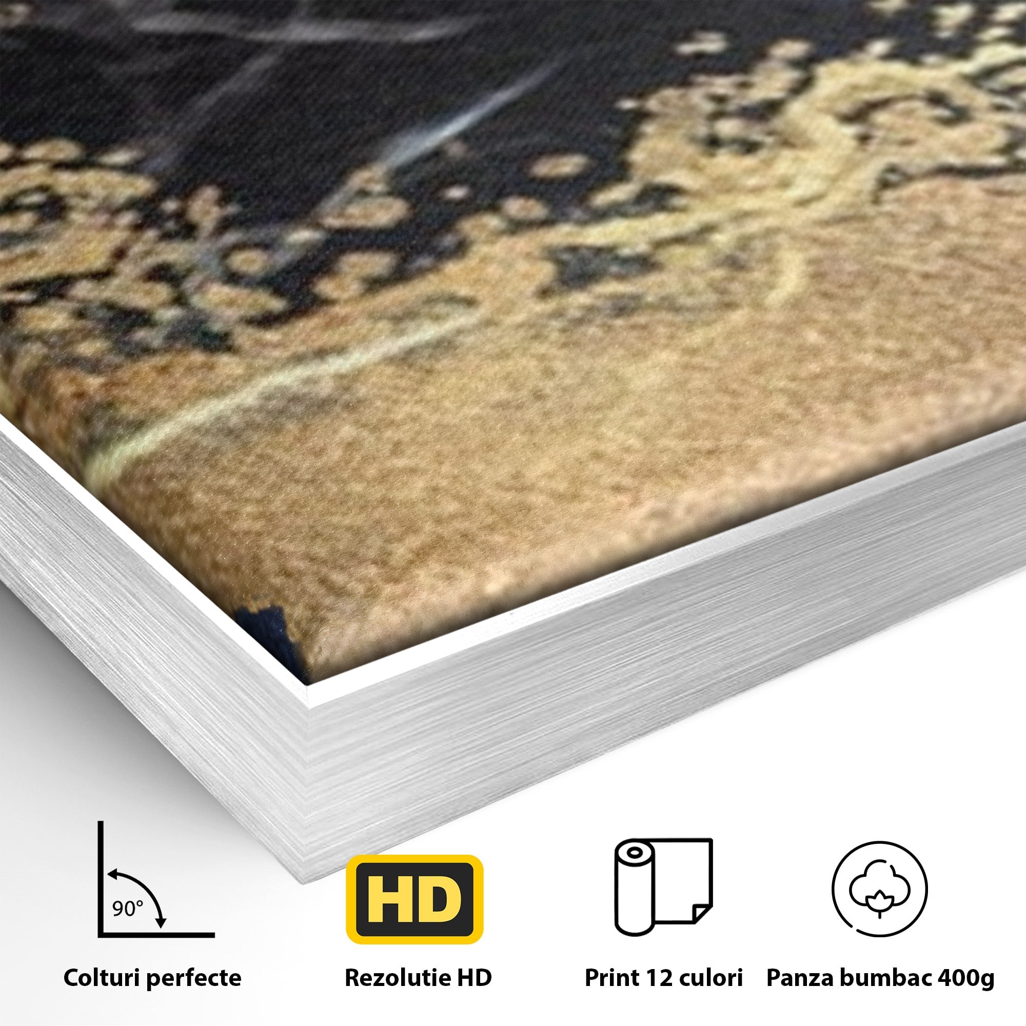 Set 3 Tablouri Canvas Premium LuxCanva® A3-1327, Black Marble, Living, Marmura, Abstract, Auriu, Dormitor, Culori Vibrante