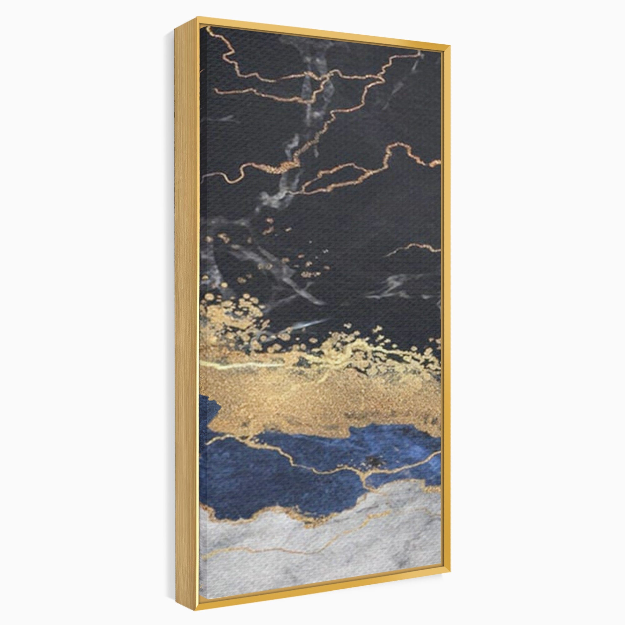 Set 3 Tablouri Canvas Premium LuxCanva® A3-1327, Black Marble, Living, Marmura, Abstract, Auriu, Dormitor, Culori Vibrante