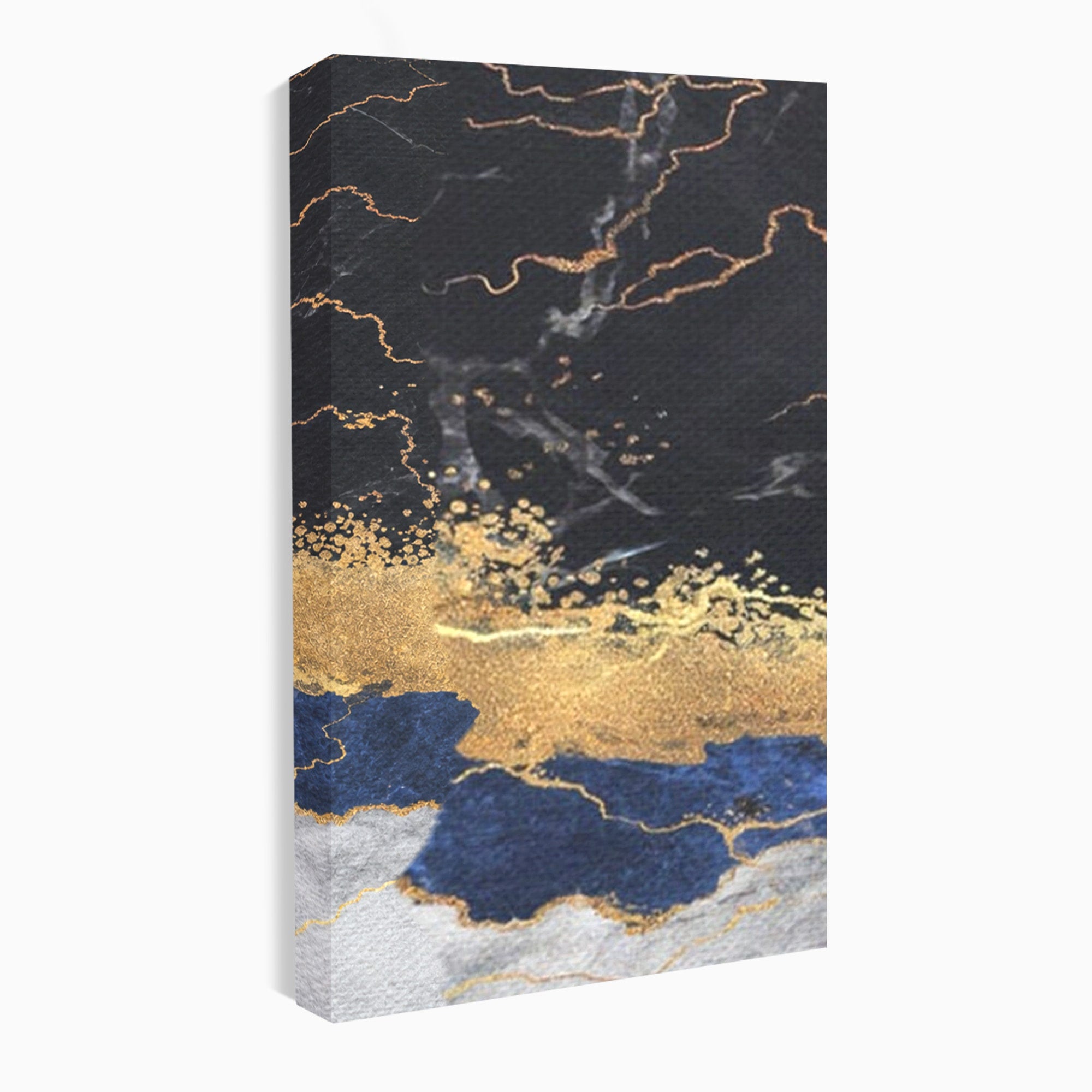 Set 3 Tablouri Canvas Premium LuxCanva® A3-1327, Black Marble, Living, Marmura, Abstract, Auriu, Dormitor, Culori Vibrante