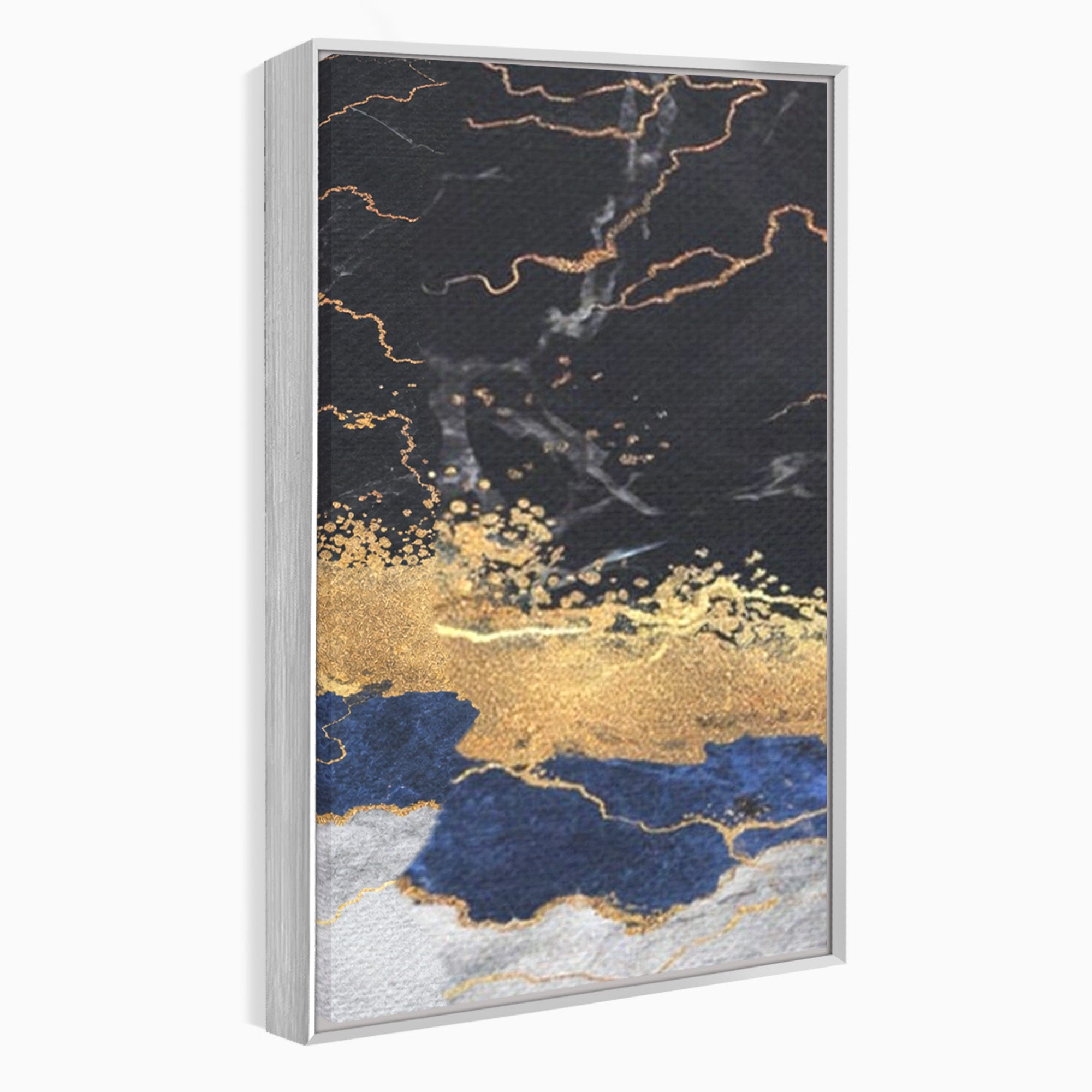 Set 3 Tablouri Canvas Premium LuxCanva® A3-1327, Black Marble, Living, Marmura, Abstract, Auriu, Dormitor, Culori Vibrante