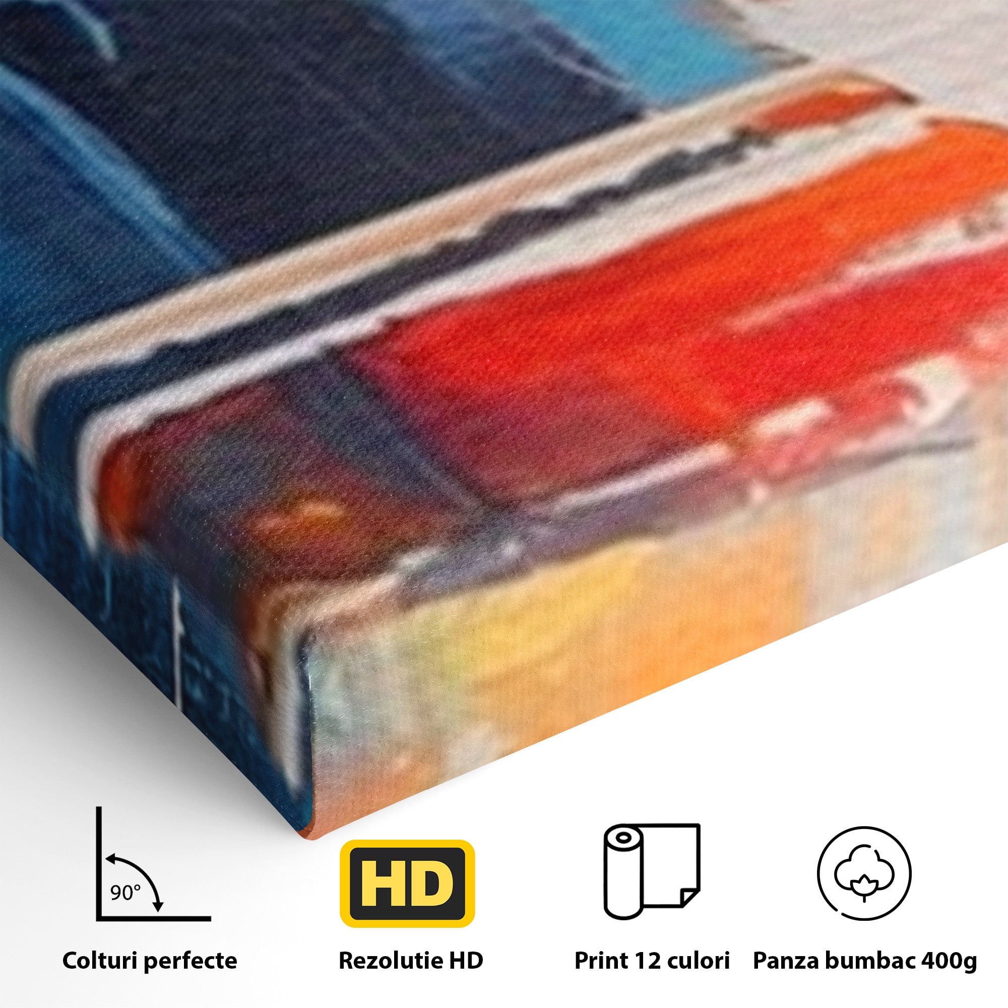 Set 3 Tablouri Canvas Premium LuxCanva® A3-1391, Contrast De Culori, Living, Arta Moderna, Pata De Culoare, Abstract, Dormitor, Culori Vibrante