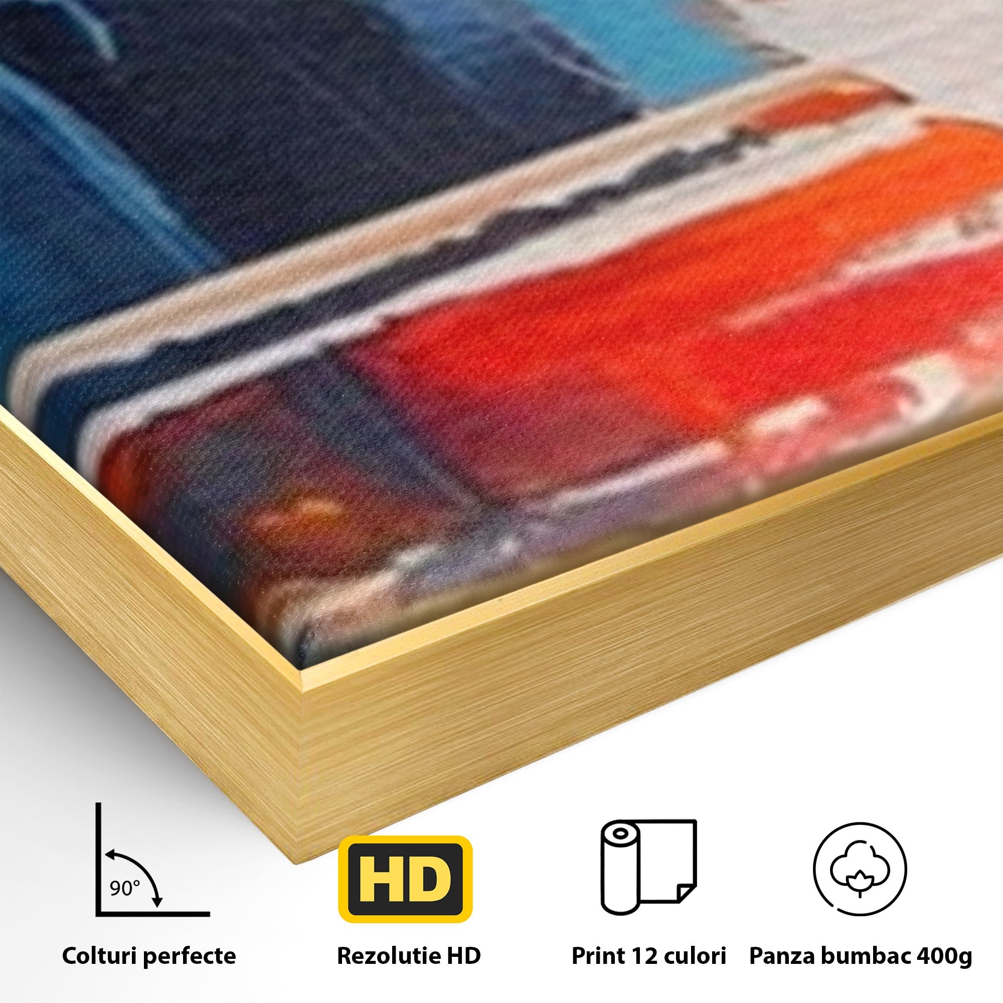 Set 3 Tablouri Canvas Premium LuxCanva® A3-1391, Contrast De Culori, Living, Arta Moderna, Pata De Culoare, Abstract, Dormitor, Culori Vibrante