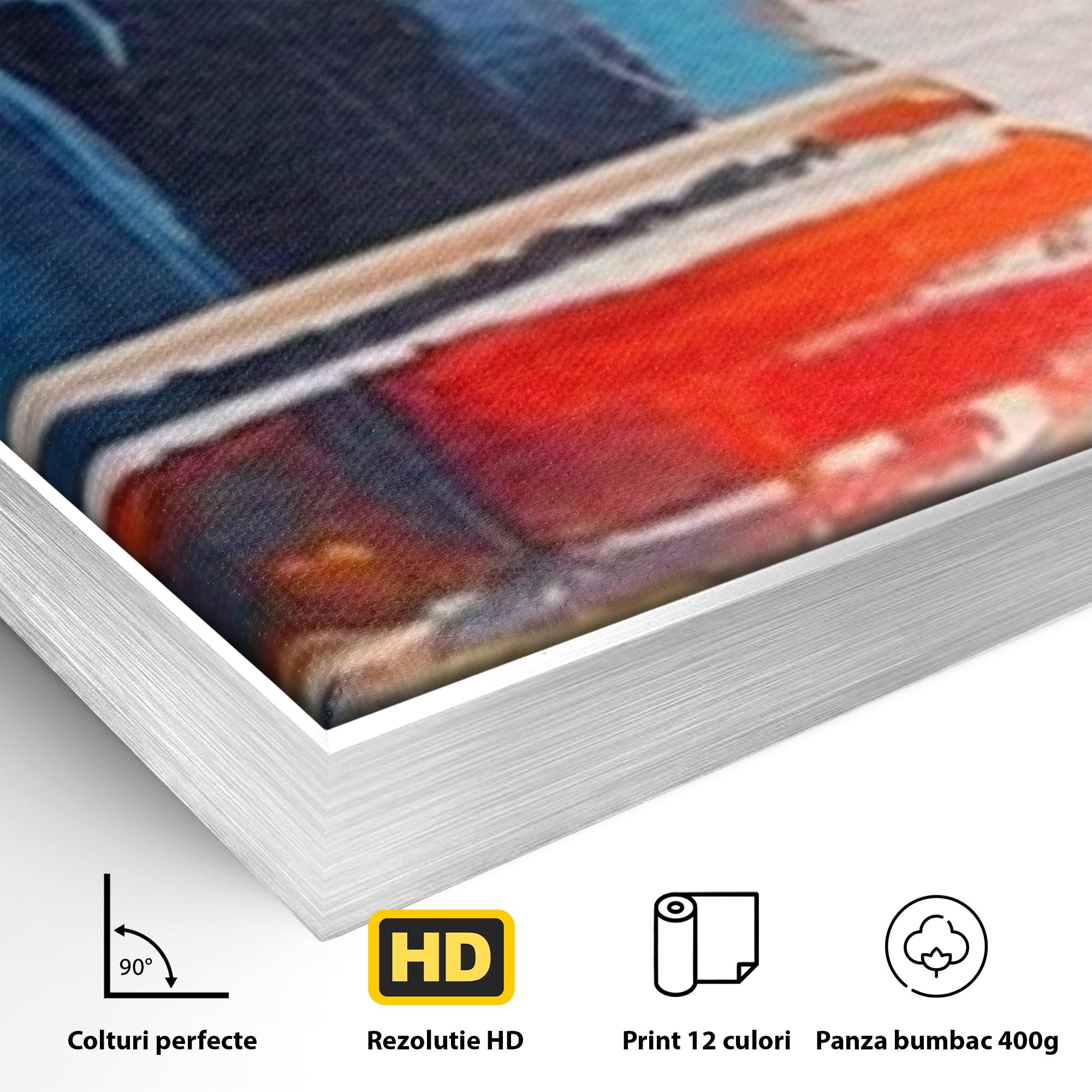 Set 3 Tablouri Canvas Premium LuxCanva® A3-1391, Contrast De Culori, Living, Arta Moderna, Pata De Culoare, Abstract, Dormitor, Culori Vibrante