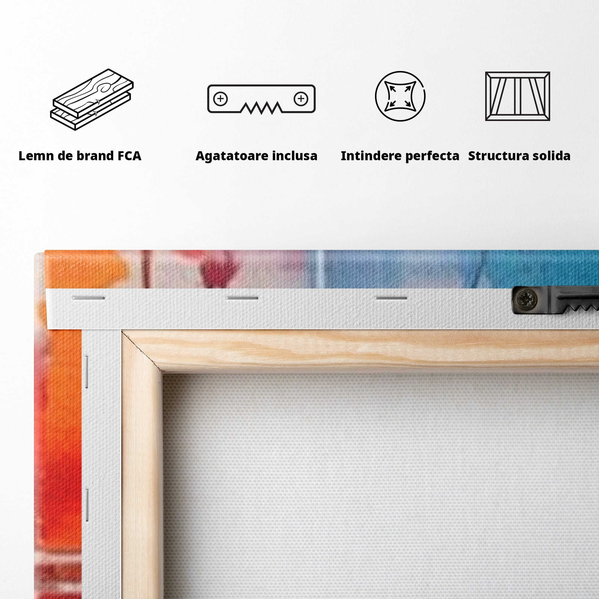 Set 3 Tablouri Canvas Premium LuxCanva® A3-1391, Contrast De Culori, Living, Arta Moderna, Pata De Culoare, Abstract, Dormitor, Culori Vibrante
