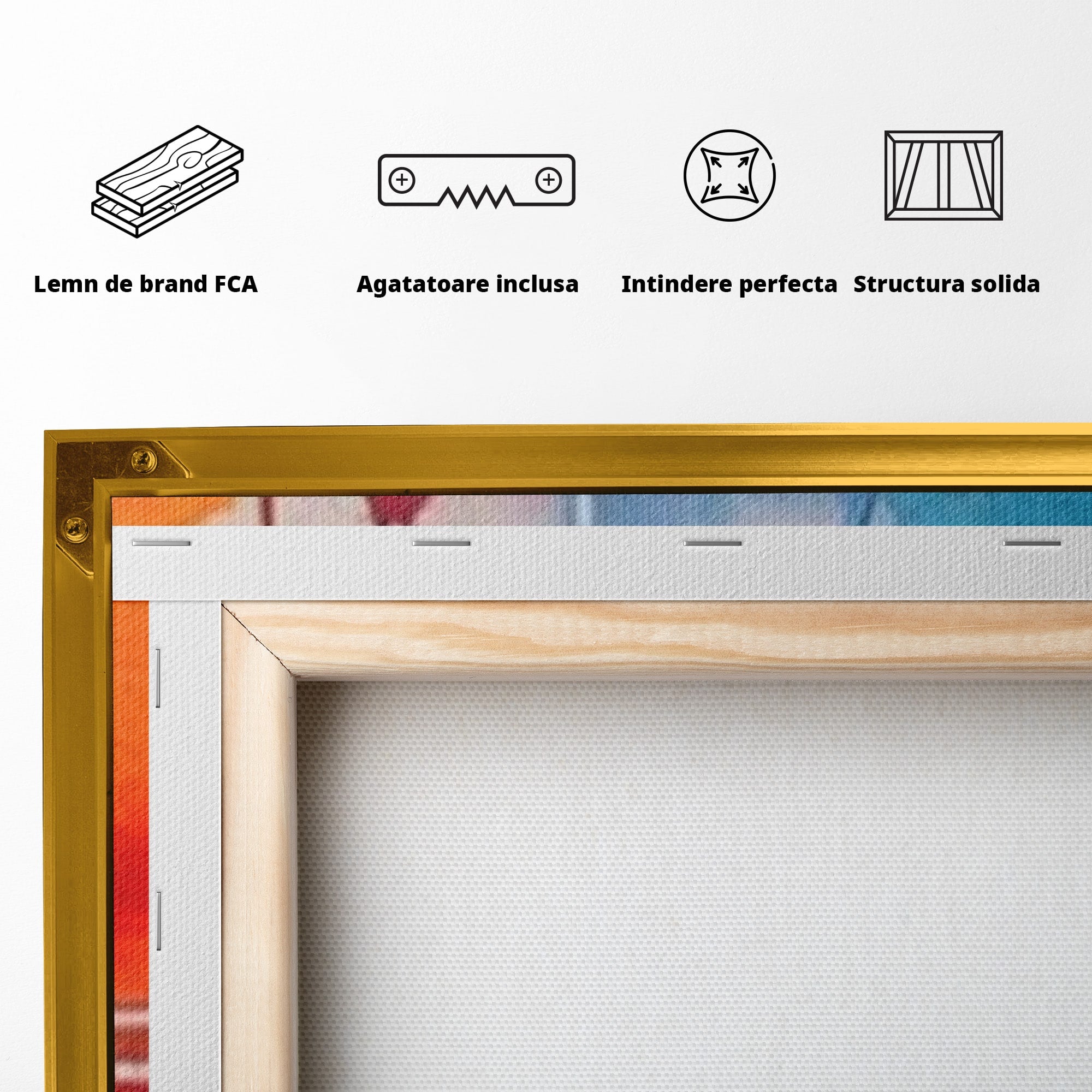 Set 3 Tablouri Canvas Premium LuxCanva® A3-1391, Contrast De Culori, Living, Arta Moderna, Pata De Culoare, Abstract, Dormitor, Culori Vibrante