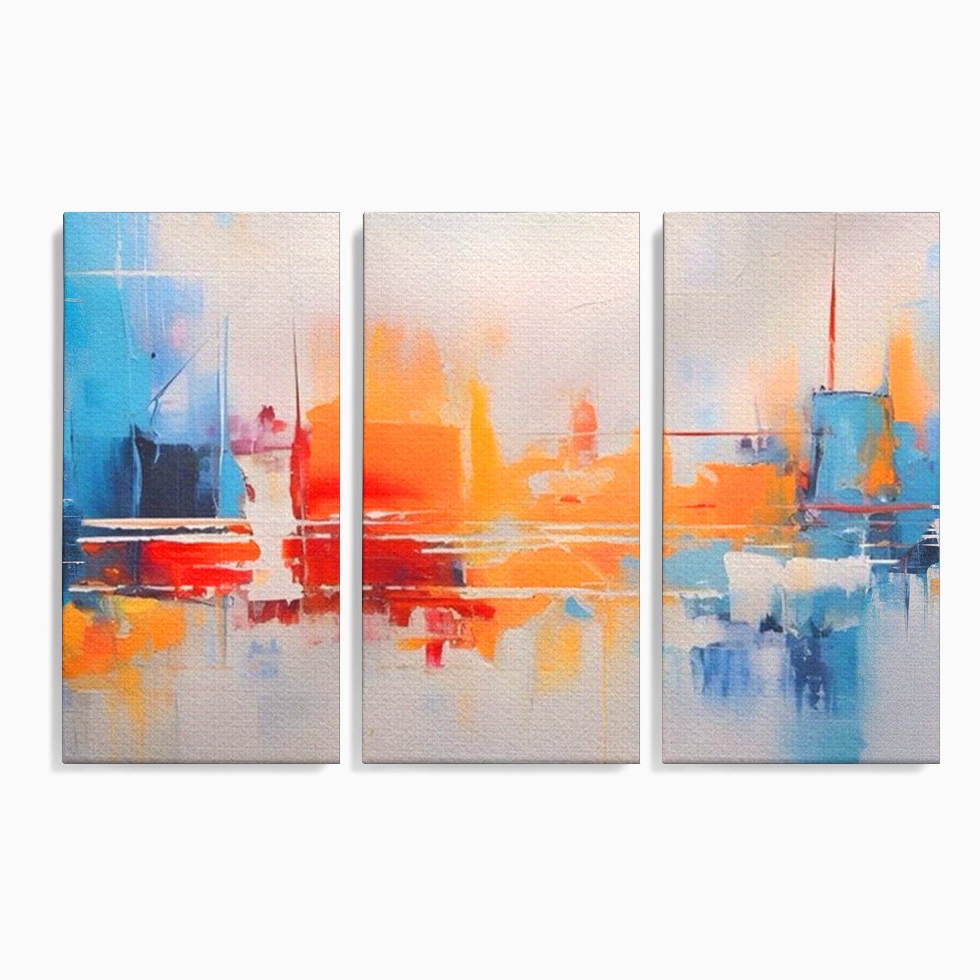 Set 3 Tablouri Canvas Premium LuxCanva® A3-1391, Contrast De Culori, Living, Arta Moderna, Pata De Culoare, Abstract, Dormitor, Culori Vibrante