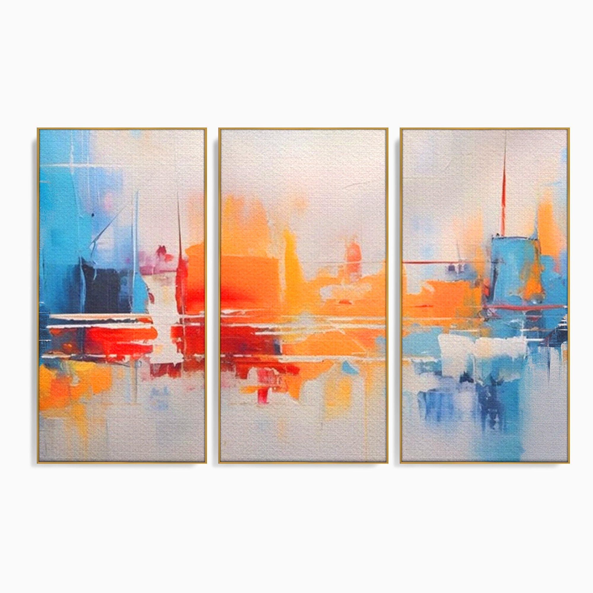 Set 3 Tablouri Canvas Premium LuxCanva® A3-1391, Contrast De Culori, Living, Arta Moderna, Pata De Culoare, Abstract, Dormitor, Culori Vibrante