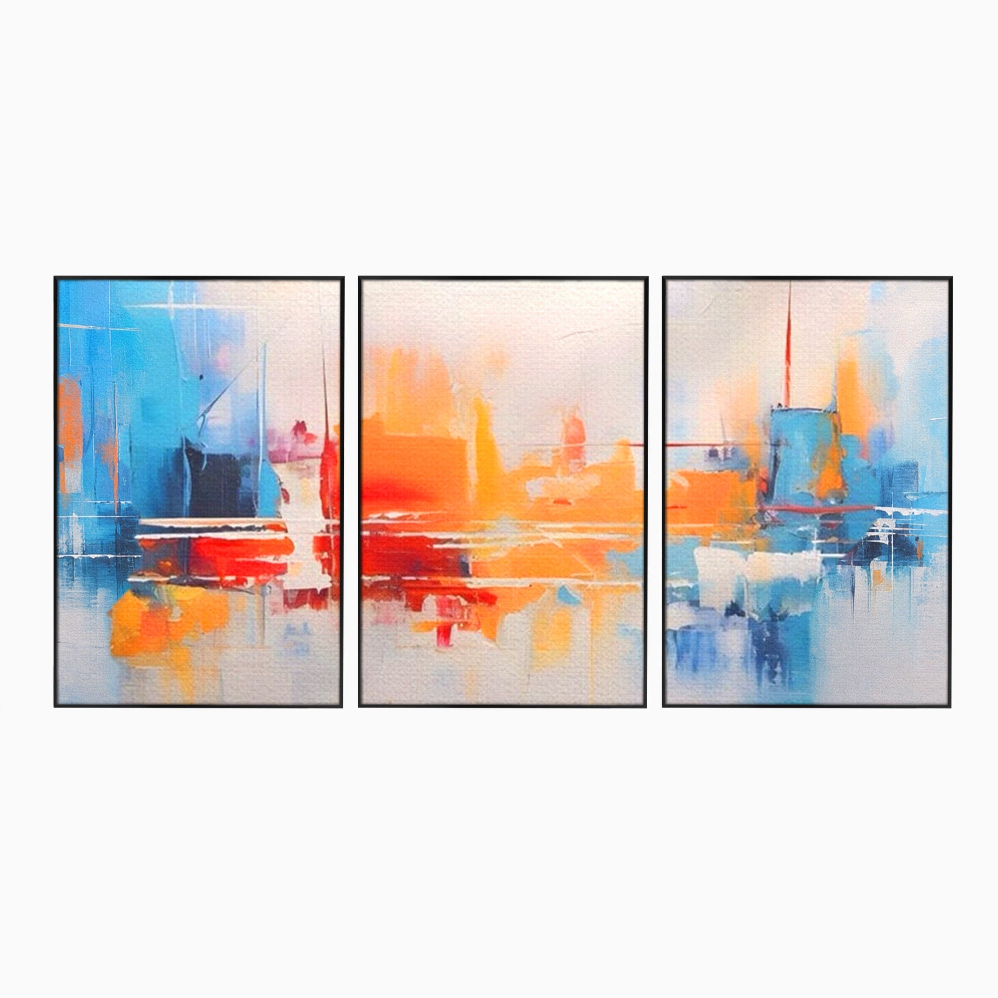 Set 3 Tablouri Canvas Premium LuxCanva® A3-1391, Contrast De Culori, Living, Arta Moderna, Pata De Culoare, Abstract, Dormitor, Culori Vibrante