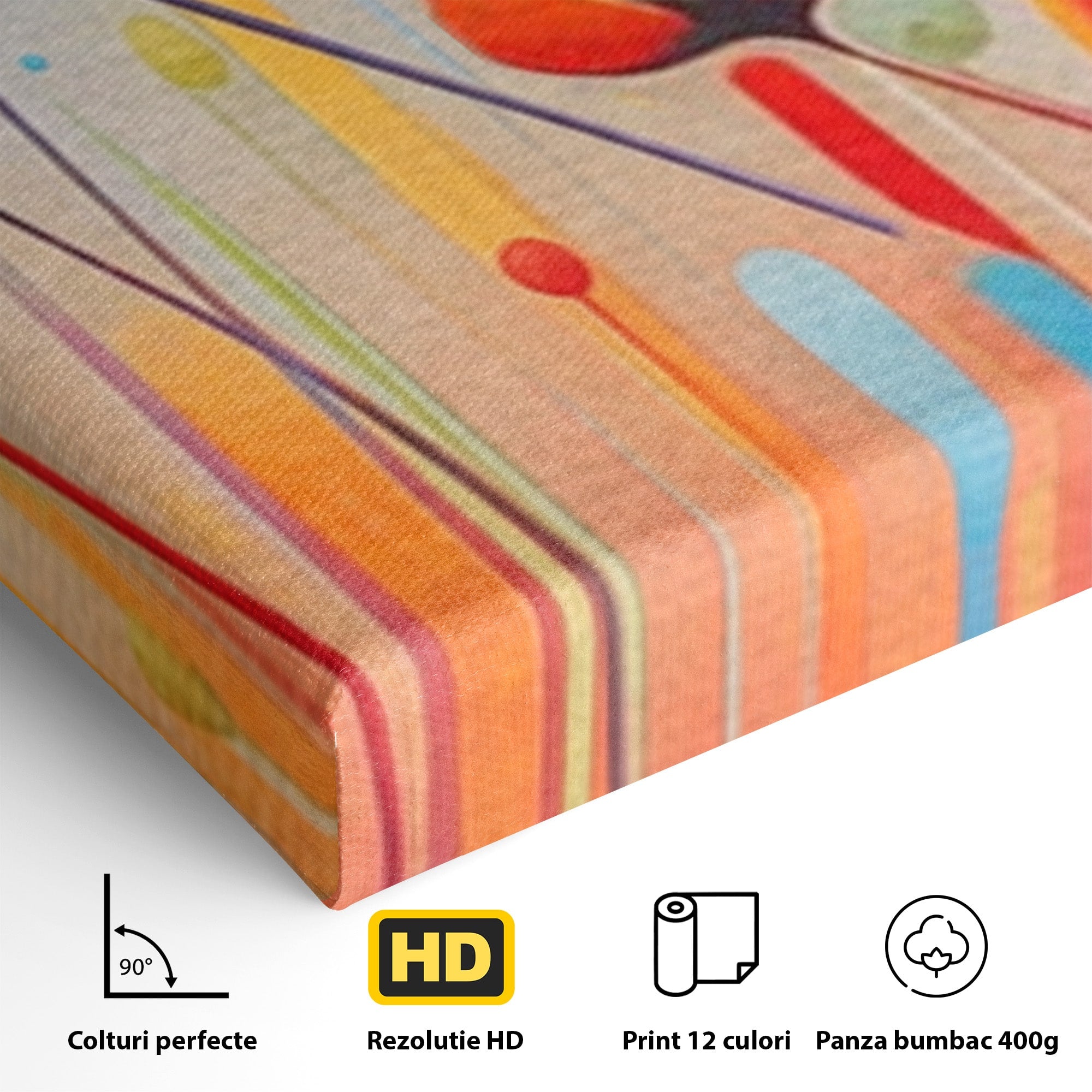 Set 3 Tablouri Canvas Premium LuxCanva® A3-1575, Sunet Floral, Living, Flori, Camp, Margarete, Natura, Room, Culori Vibrante