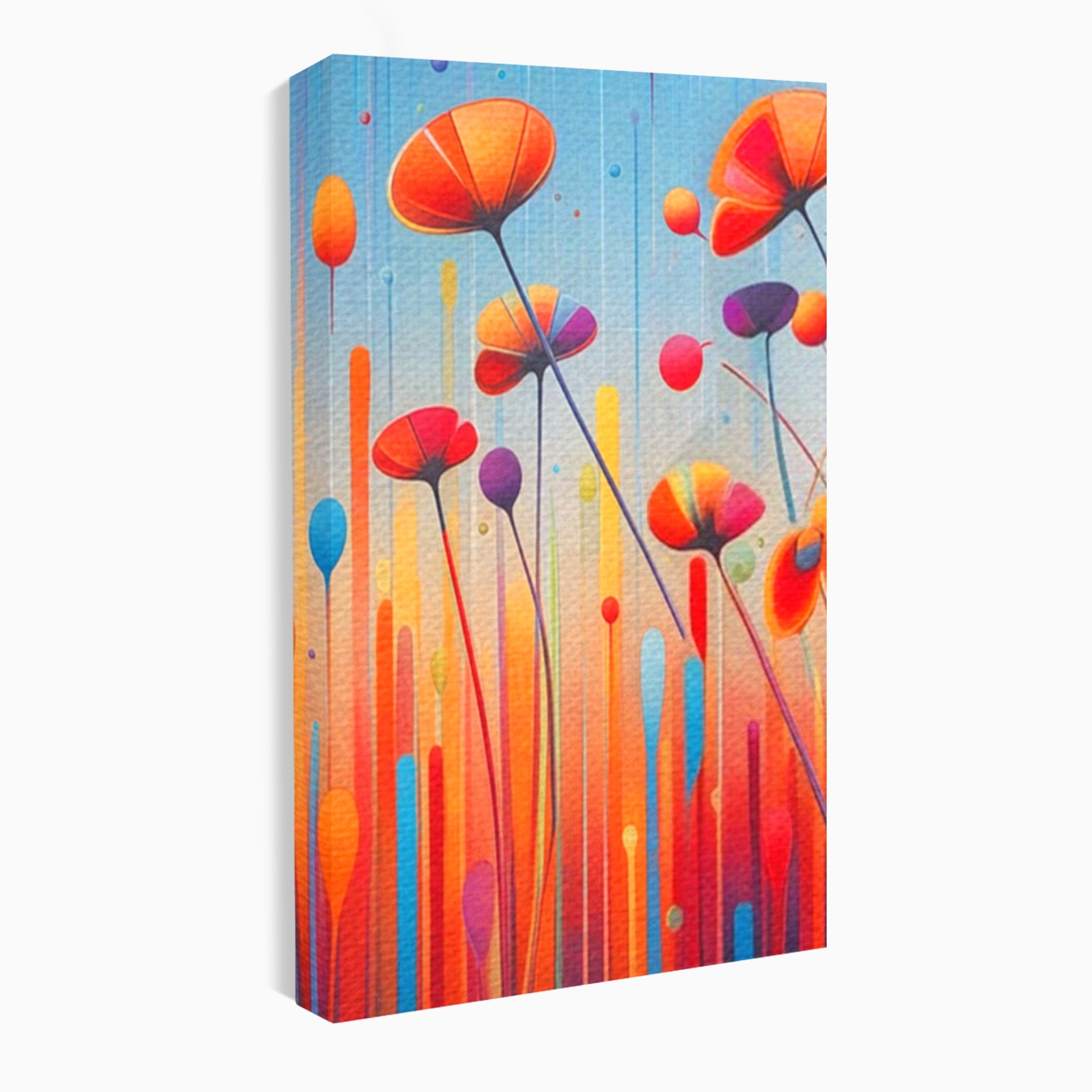 Set 3 Tablouri Canvas Premium LuxCanva® A3-1575, Sunet Floral, Living, Flori, Camp, Margarete, Natura, Room, Culori Vibrante