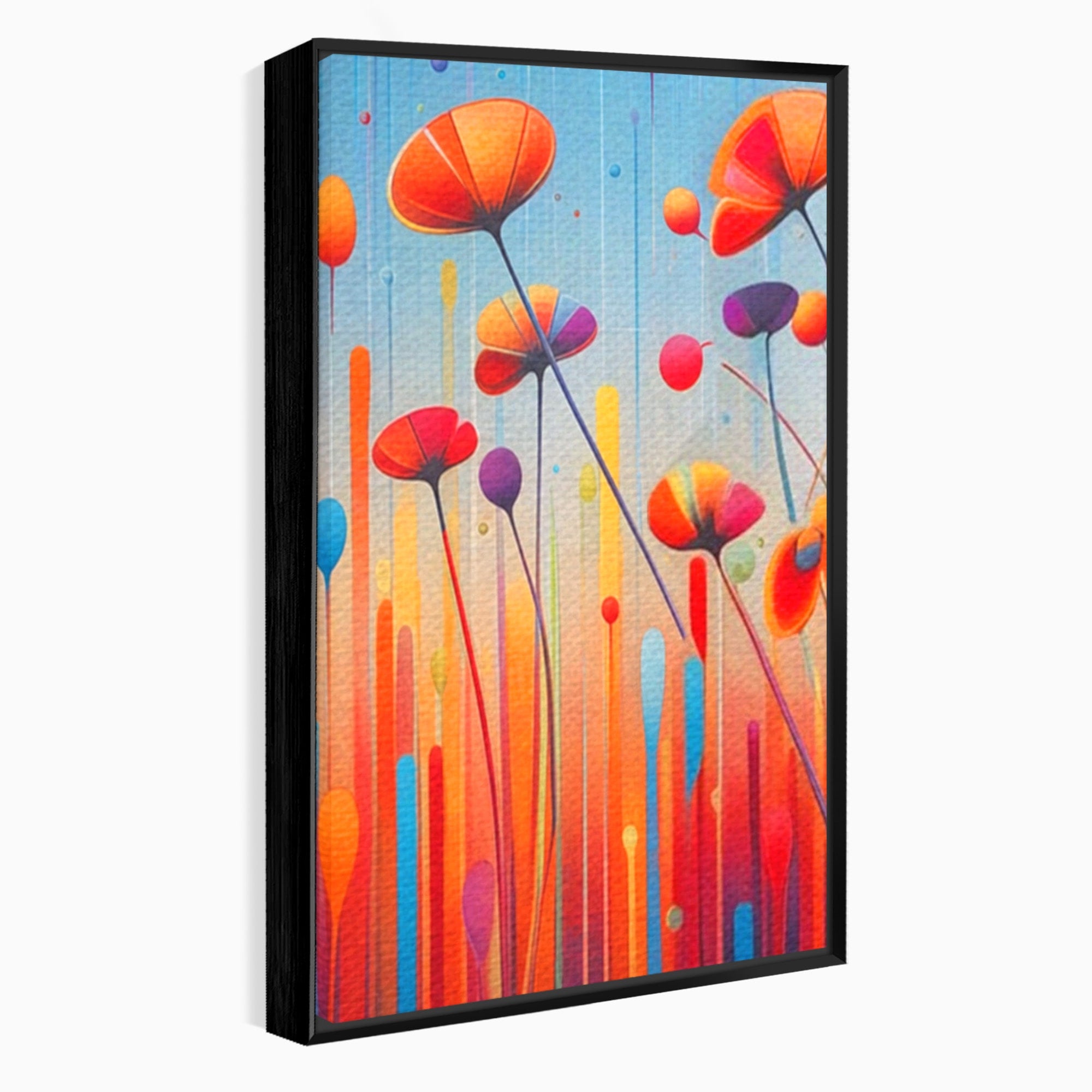 Set 3 Tablouri Canvas Premium LuxCanva® A3-1575, Sunet Floral, Living, Flori, Camp, Margarete, Natura, Room, Culori Vibrante