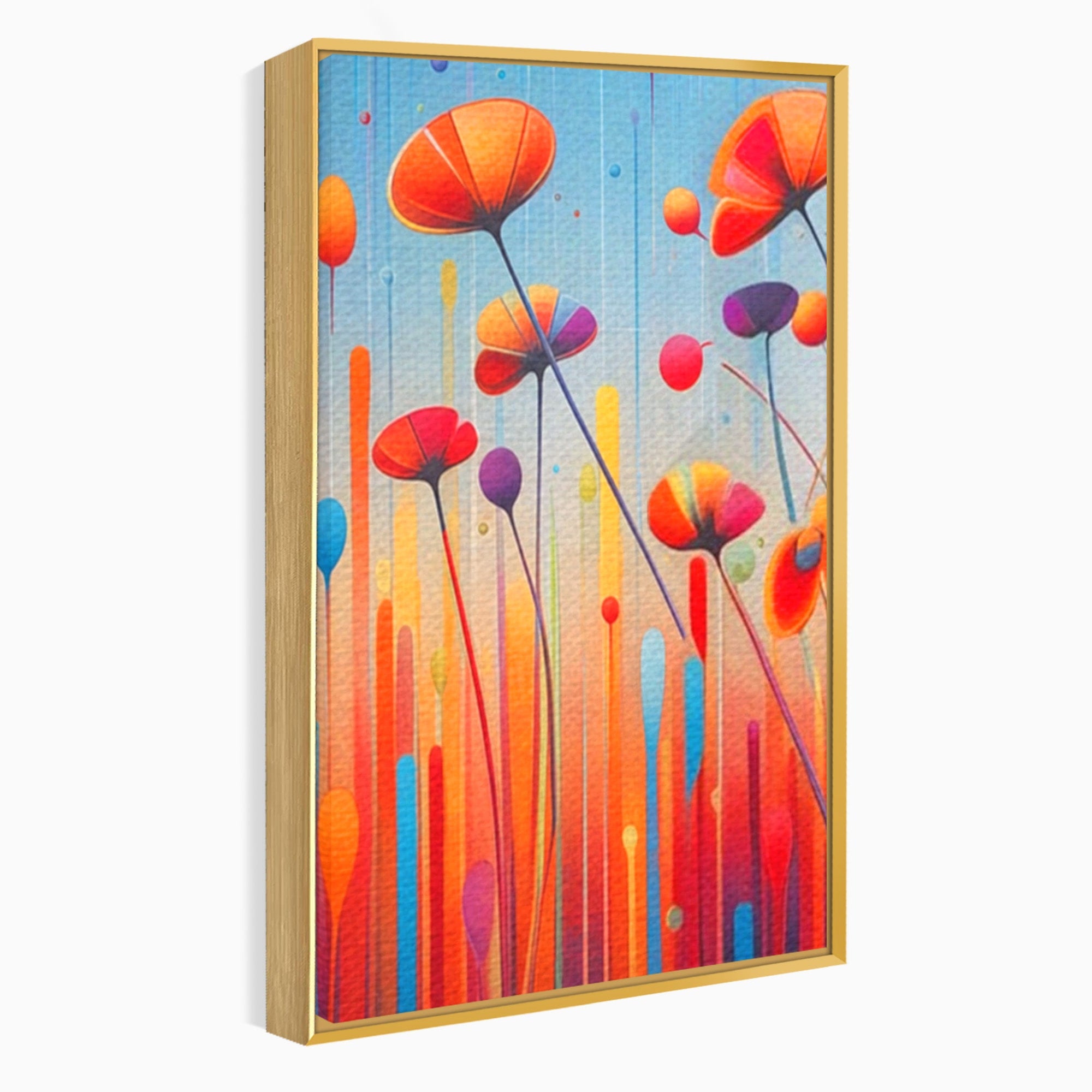 Set 3 Tablouri Canvas Premium LuxCanva® A3-1575, Sunet Floral, Living, Flori, Camp, Margarete, Natura, Room, Culori Vibrante