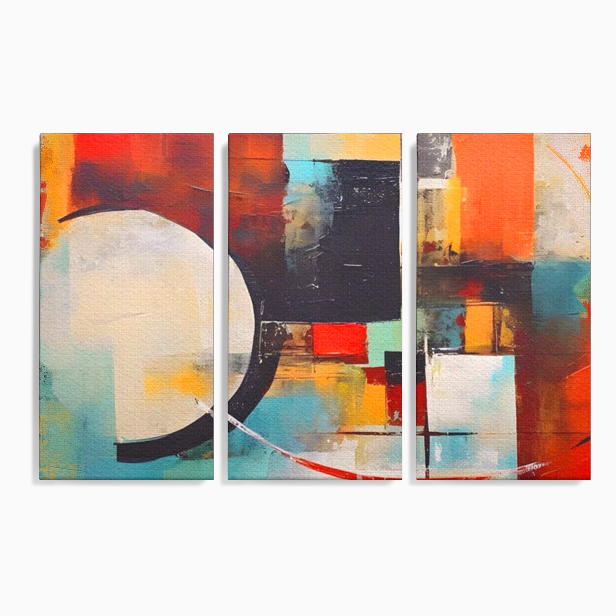 Set 3 Tablouri Canvas Premium LuxCanva® A3-1583, Melodia Infinitului, Dormitor, Abstract, Decorativ, Armonie, Living, Culori Vibrante