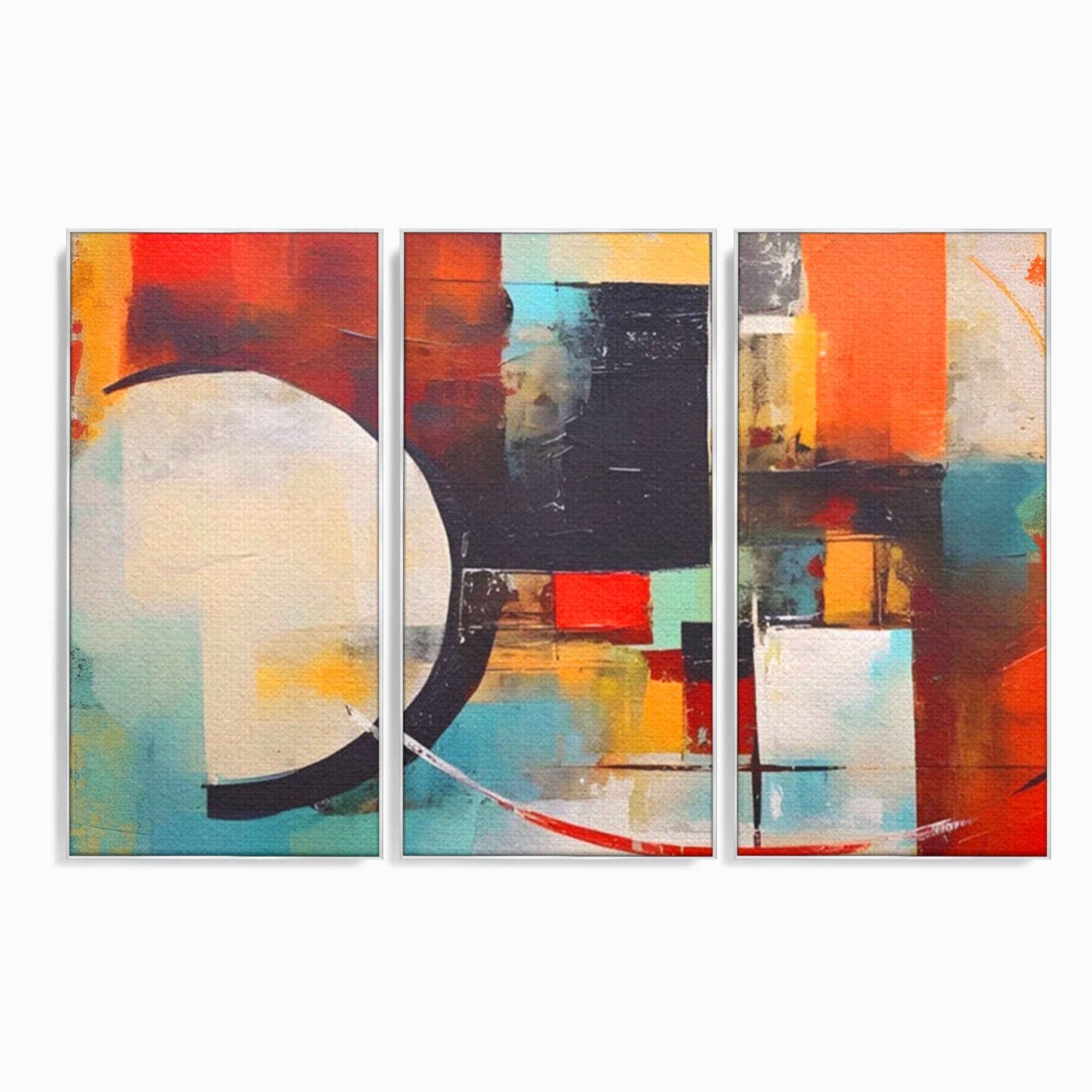 Set 3 Tablouri Canvas Premium LuxCanva® A3-1583, Melodia Infinitului, Dormitor, Abstract, Decorativ, Armonie, Living, Culori Vibrante