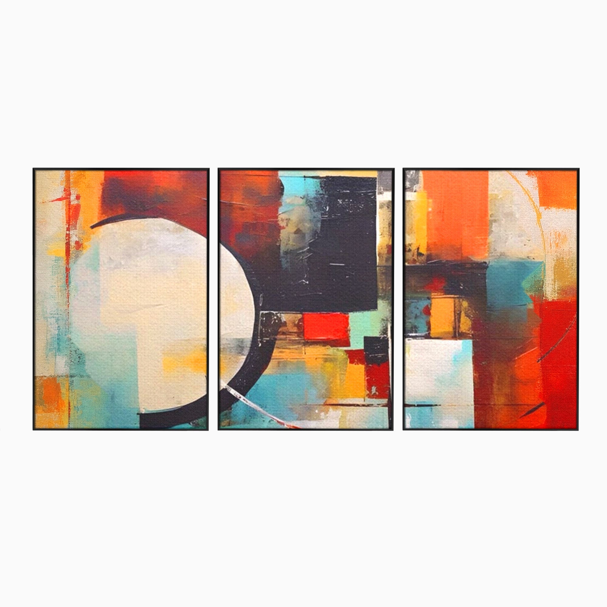Set 3 Tablouri Canvas Premium LuxCanva® A3-1583, Melodia Infinitului, Dormitor, Abstract, Decorativ, Armonie, Living, Culori Vibrante