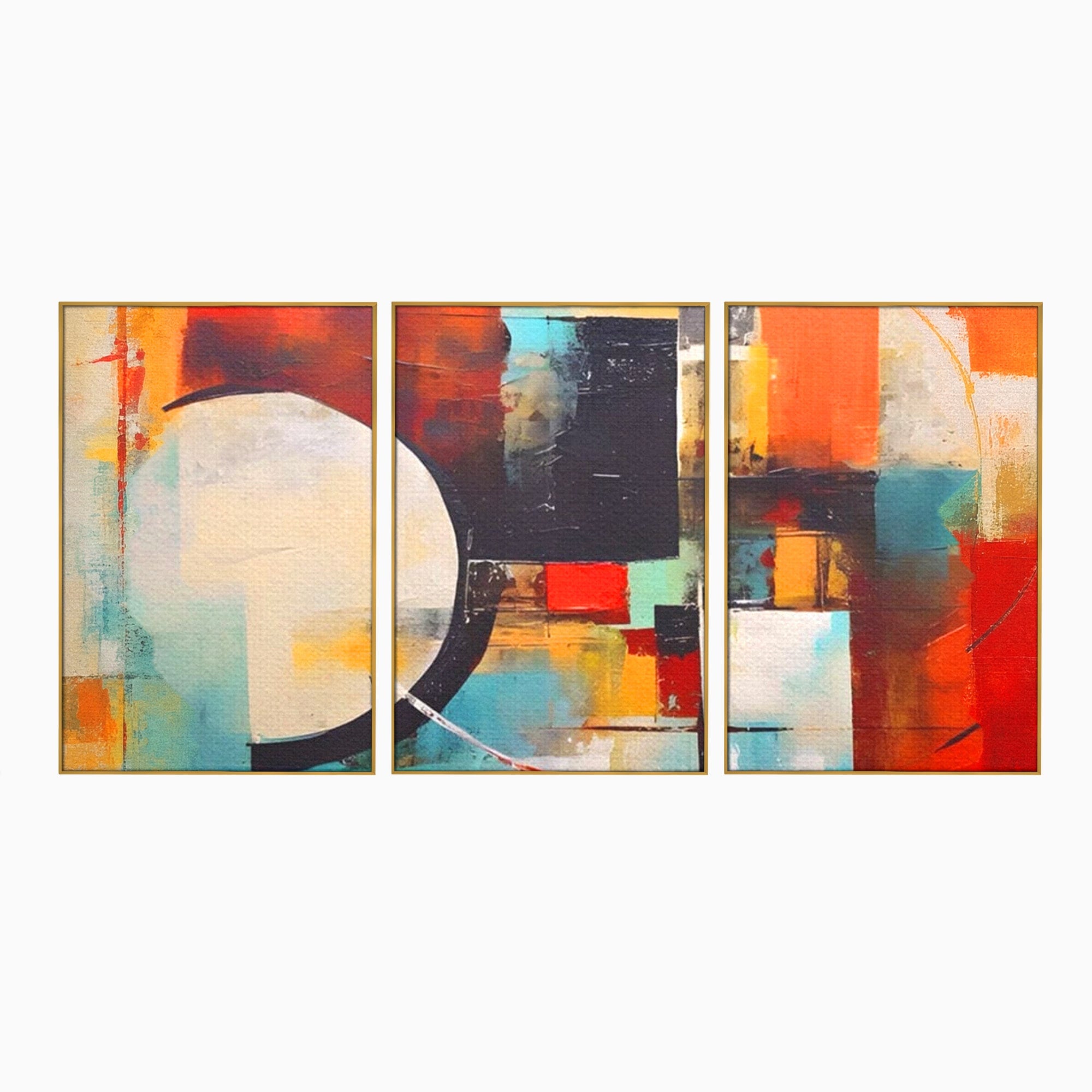 Set 3 Tablouri Canvas Premium LuxCanva® A3-1583, Melodia Infinitului, Dormitor, Abstract, Decorativ, Armonie, Living, Culori Vibrante