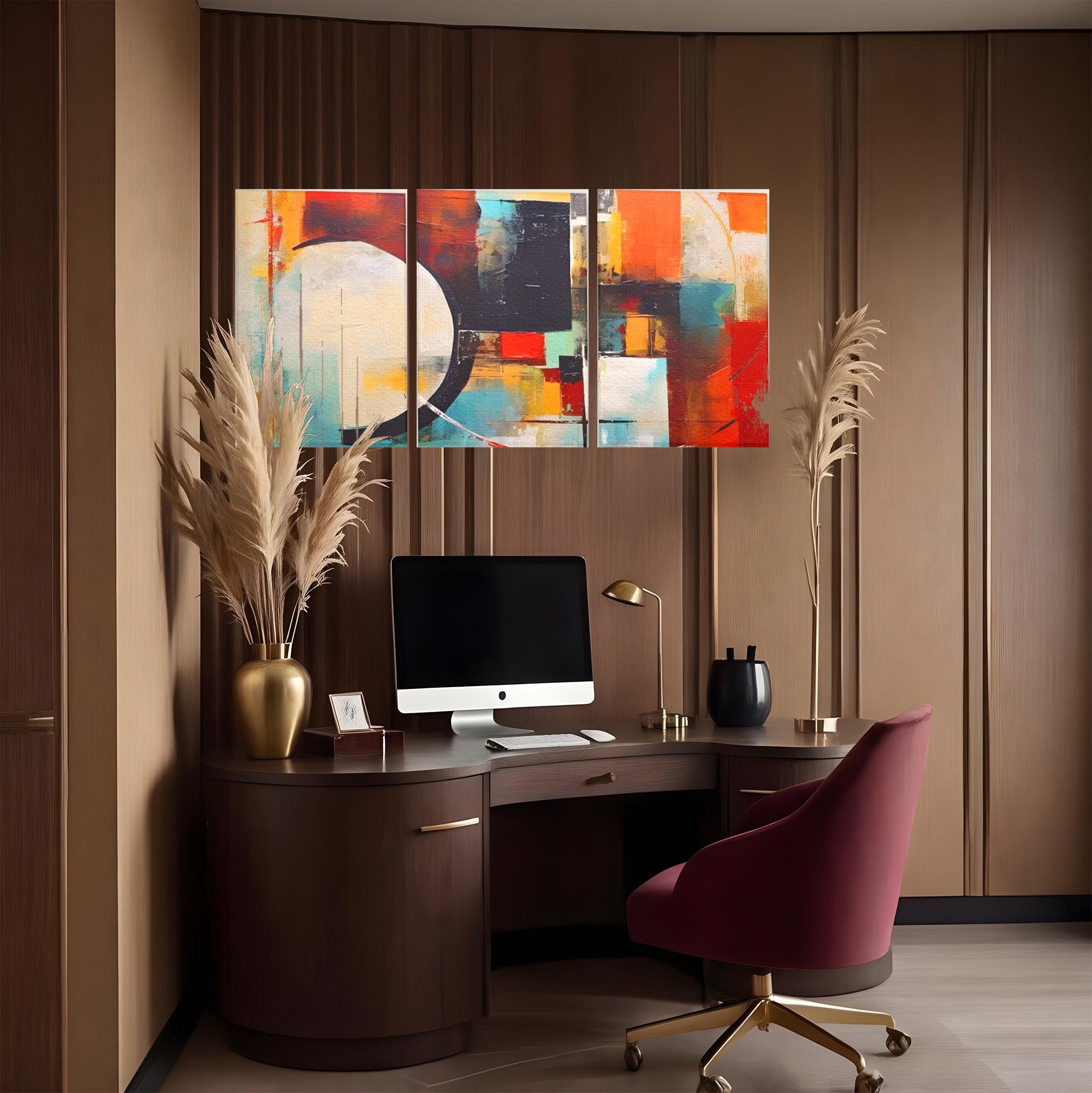 Set 3 Tablouri Canvas Premium LuxCanva® A3-1583, Melodia Infinitului, Dormitor, Abstract, Decorativ, Armonie, Living, Culori Vibrante