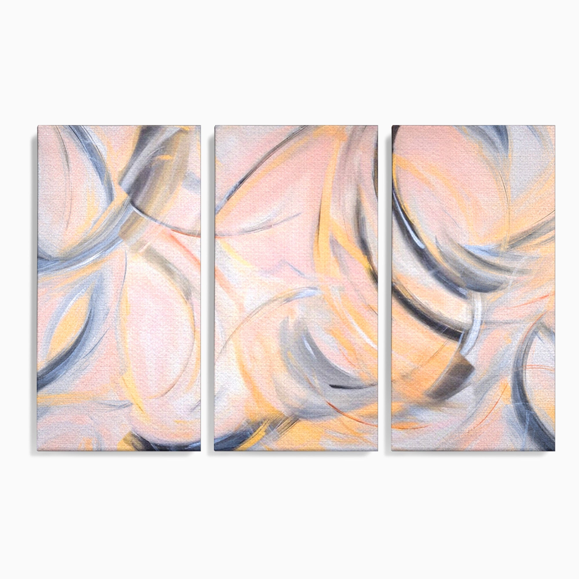 Set 3 Tablouri Canvas Premium LuxCanva® A3-1590, Exprimare Libera, Dormitor, Cercuri De Culoare, Decorativ, Abstract, Living, Culori Vibrante