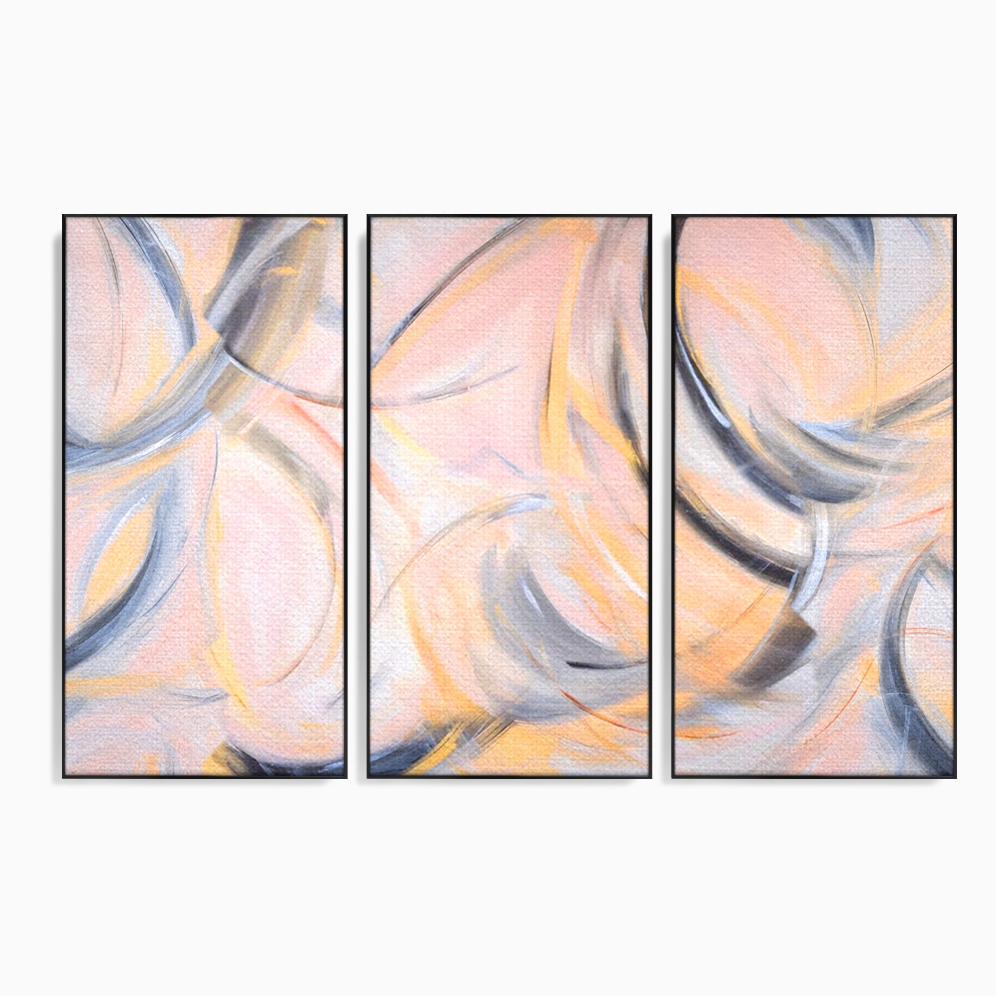Set 3 Tablouri Canvas Premium LuxCanva® A3-1590, Exprimare Libera, Dormitor, Cercuri De Culoare, Decorativ, Abstract, Living, Culori Vibrante
