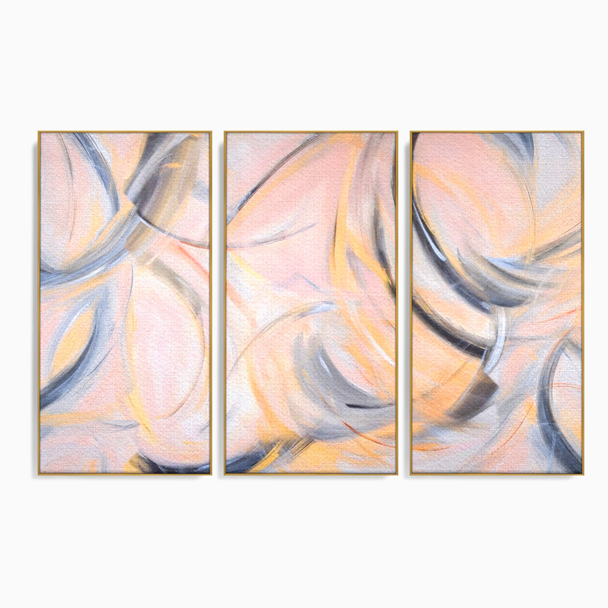 Set 3 Tablouri Canvas Premium LuxCanva® A3-1590, Exprimare Libera, Dormitor, Cercuri De Culoare, Decorativ, Abstract, Living, Culori Vibrante