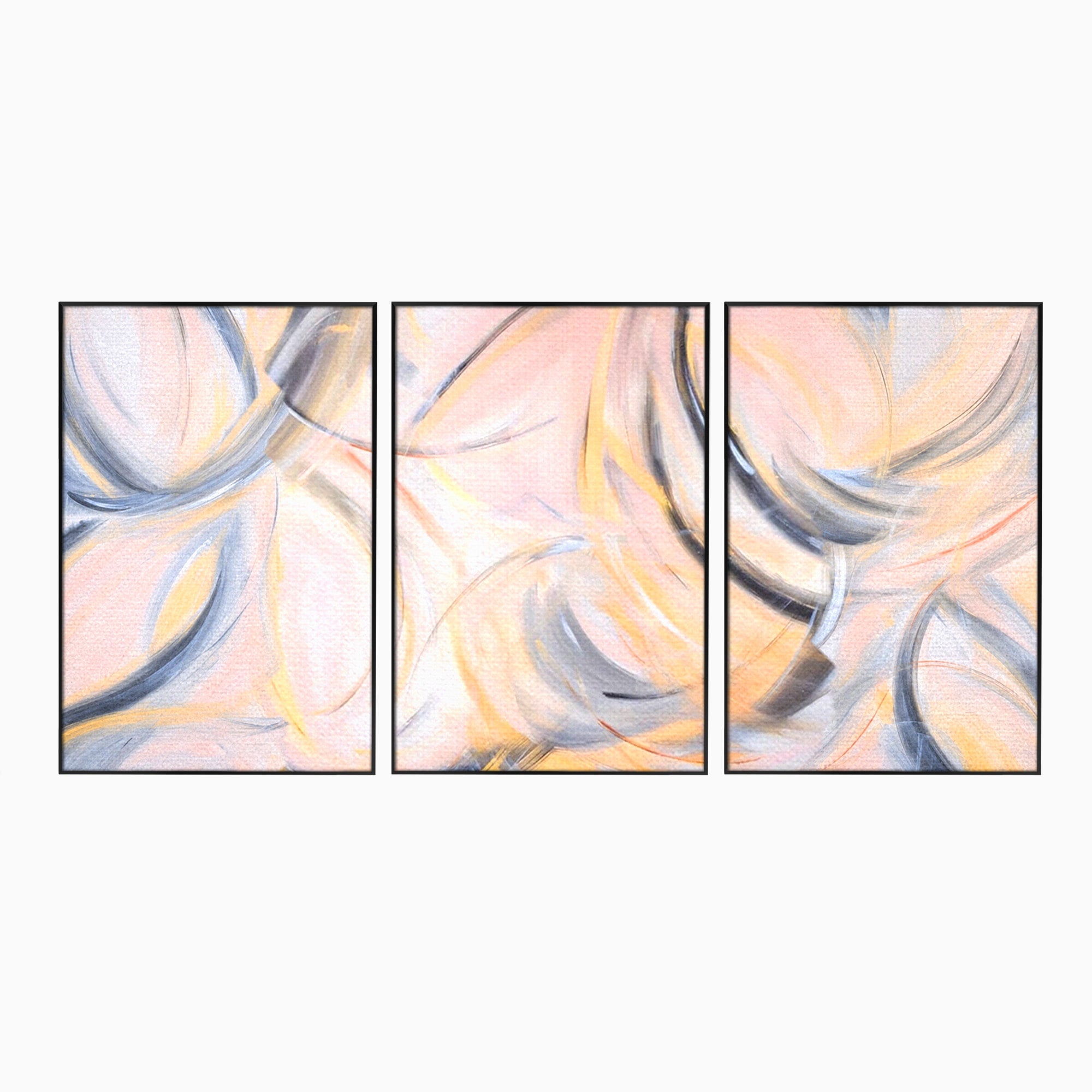 Set 3 Tablouri Canvas Premium LuxCanva® A3-1590, Exprimare Libera, Dormitor, Cercuri De Culoare, Decorativ, Abstract, Living, Culori Vibrante