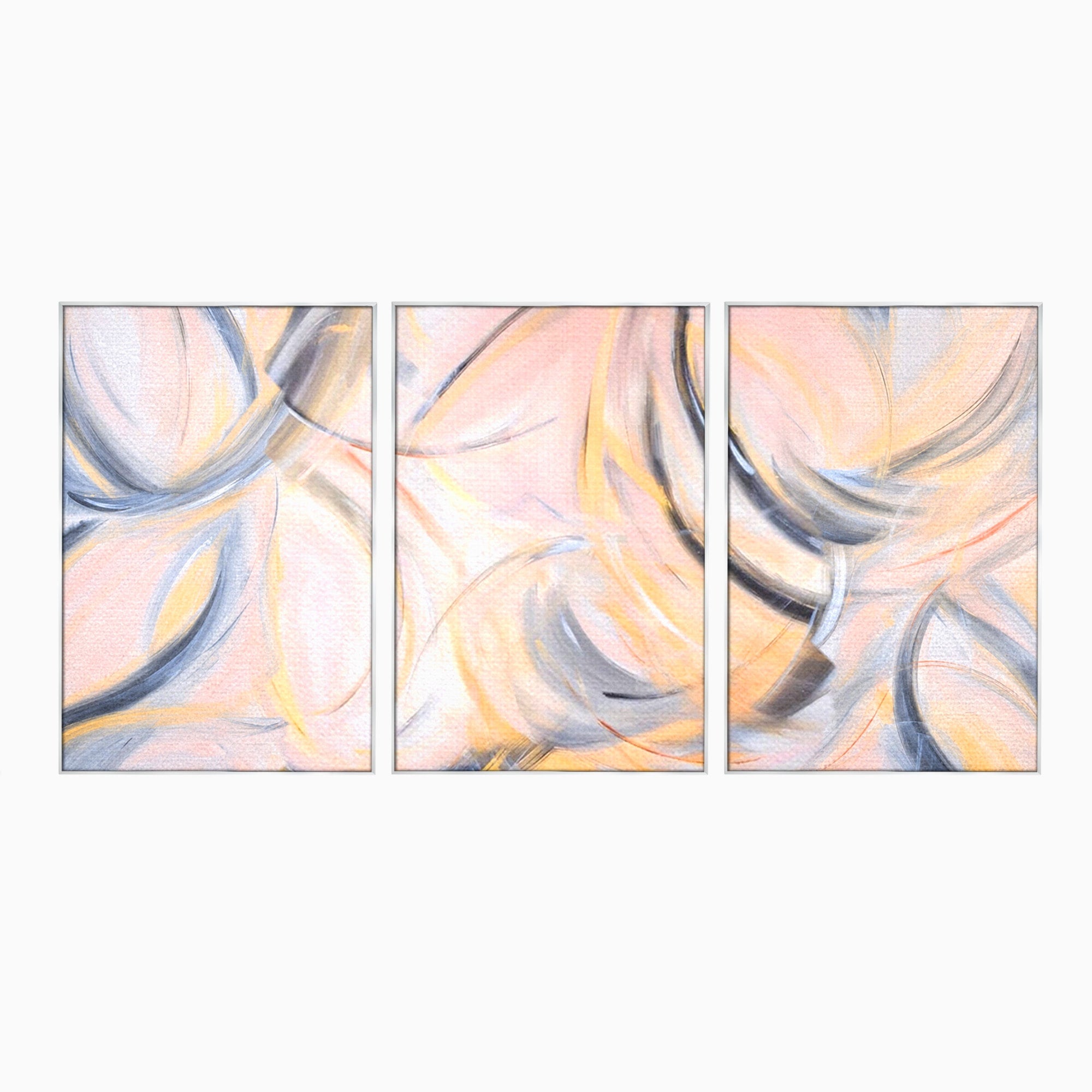 Set 3 Tablouri Canvas Premium LuxCanva® A3-1590, Exprimare Libera, Dormitor, Cercuri De Culoare, Decorativ, Abstract, Living, Culori Vibrante