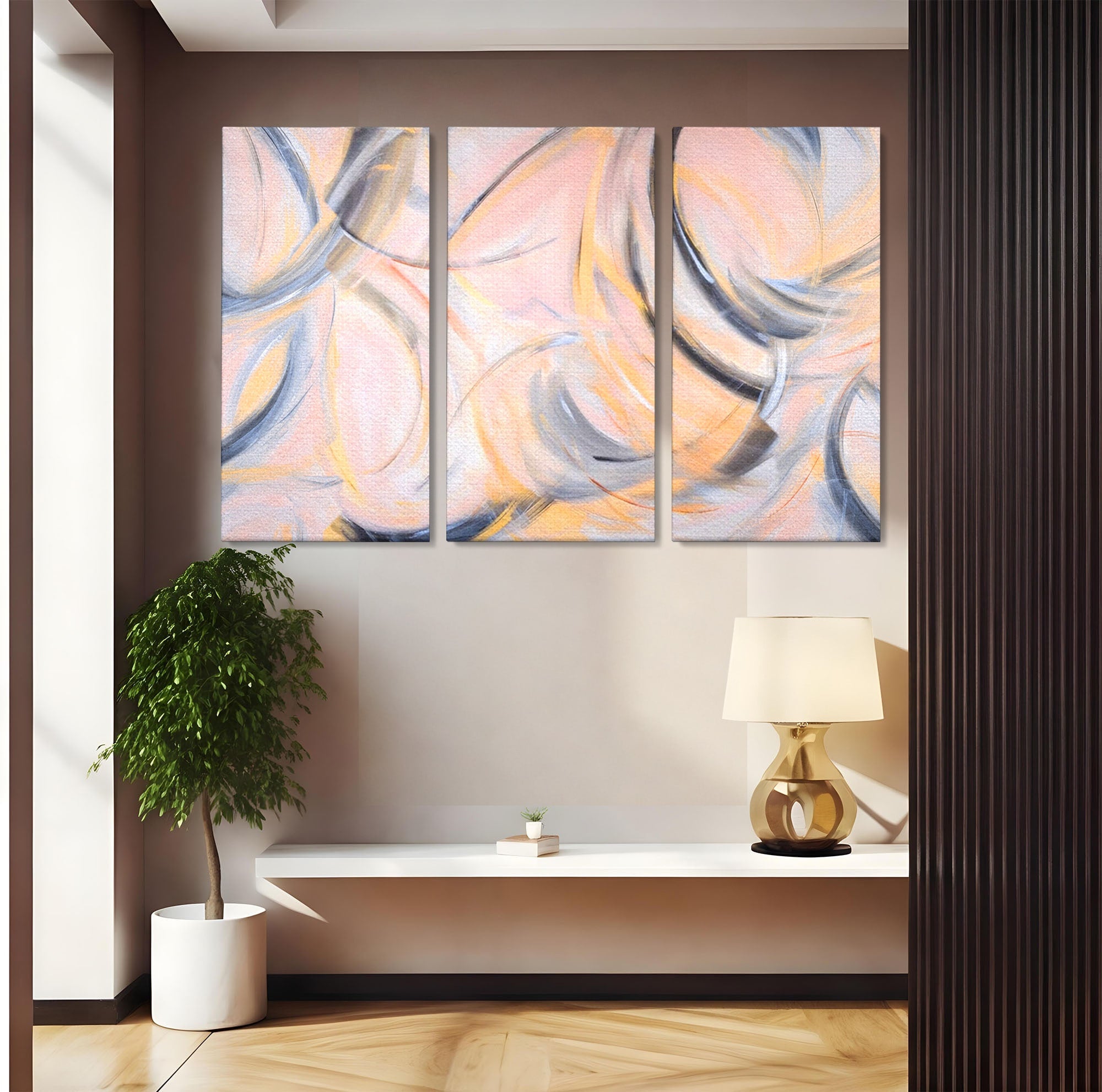Set 3 Tablouri Canvas Premium LuxCanva® A3-1590, Exprimare Libera, Dormitor, Cercuri De Culoare, Decorativ, Abstract, Living, Culori Vibrante